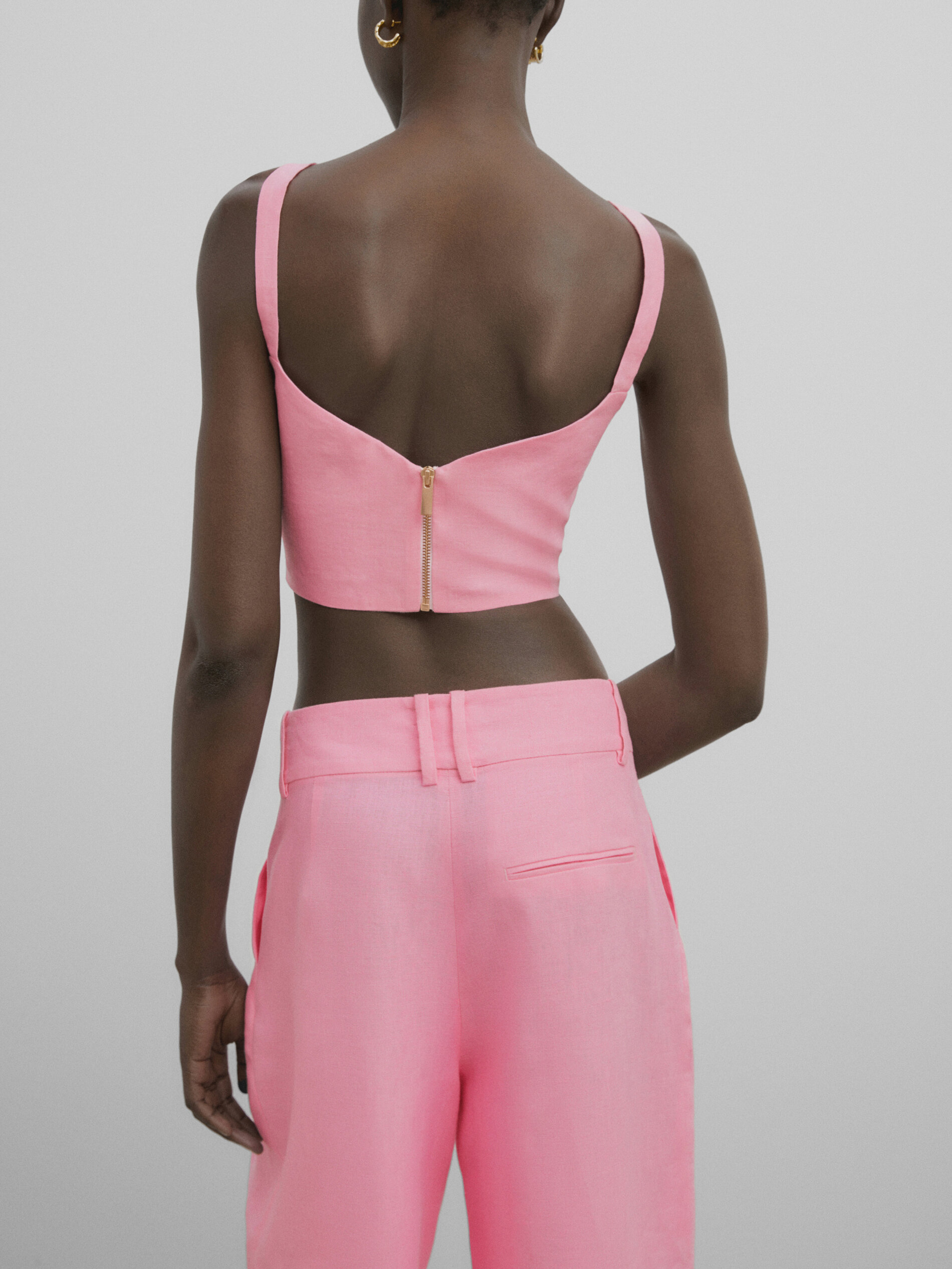 Top crop lino tirantes -Studio - ROSA