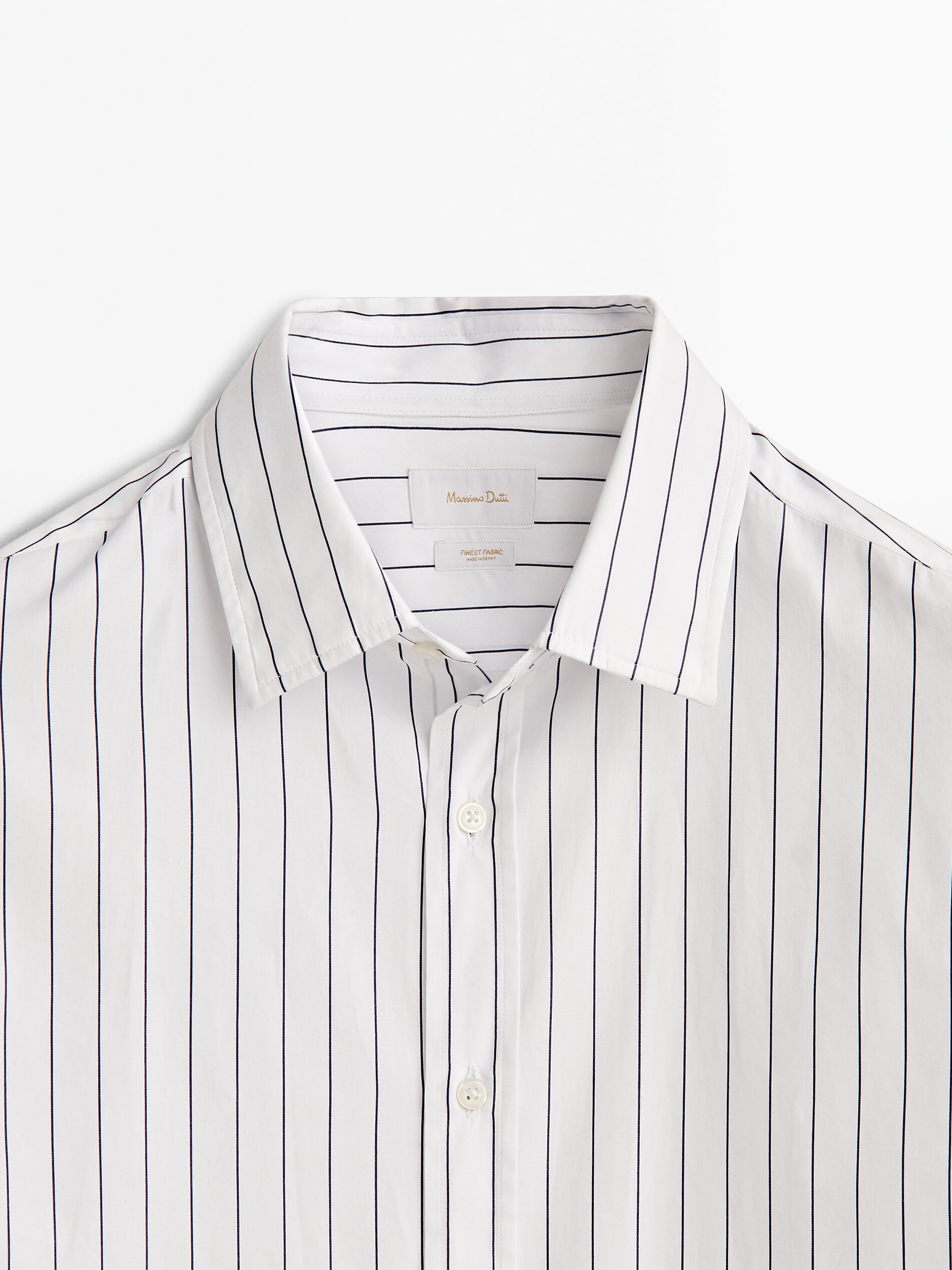 Camisa popelín algodón rayas regular fit - AZUL MARINO