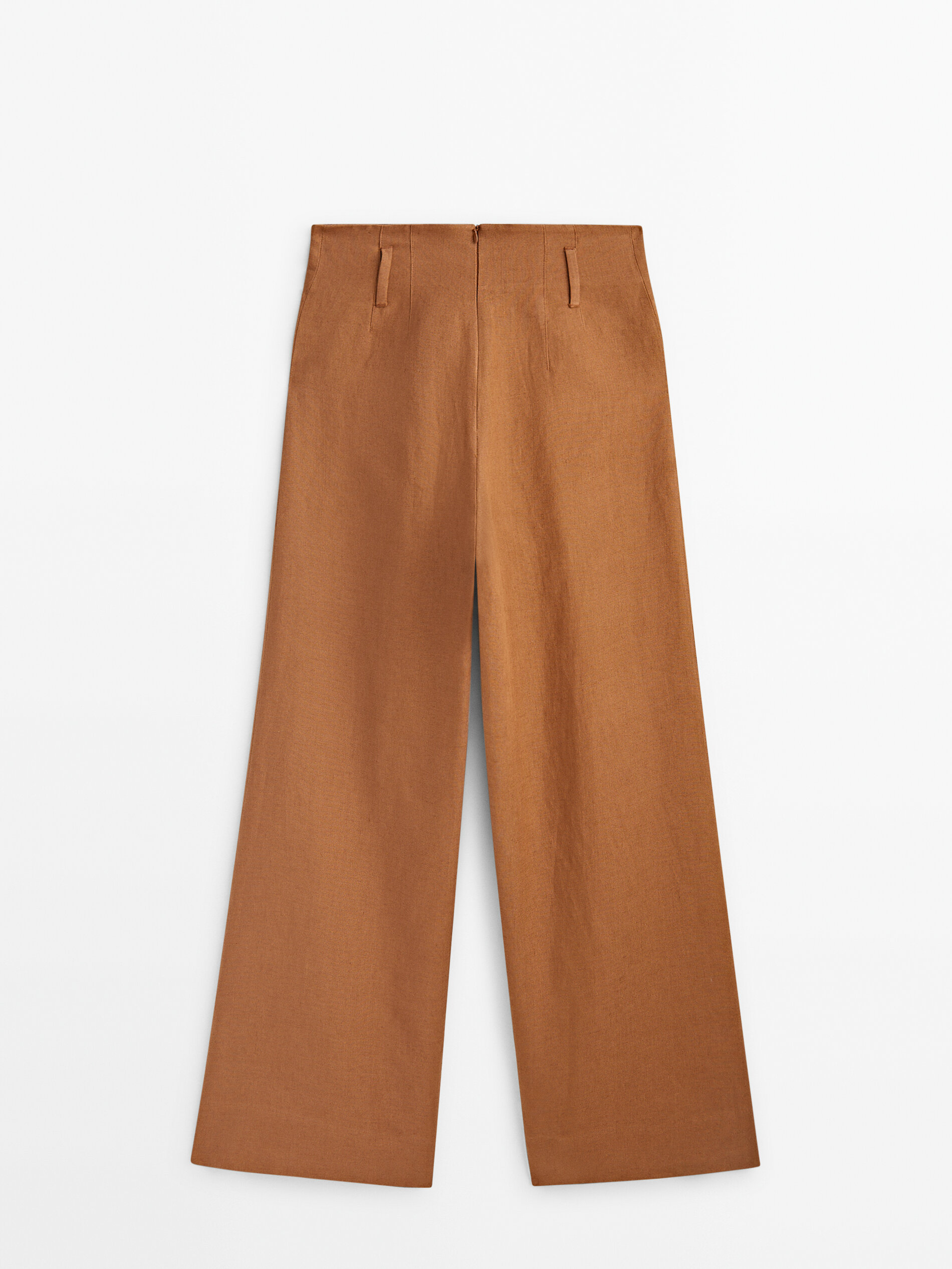 Pantalón lino paperbag -Studio - CAMEL
