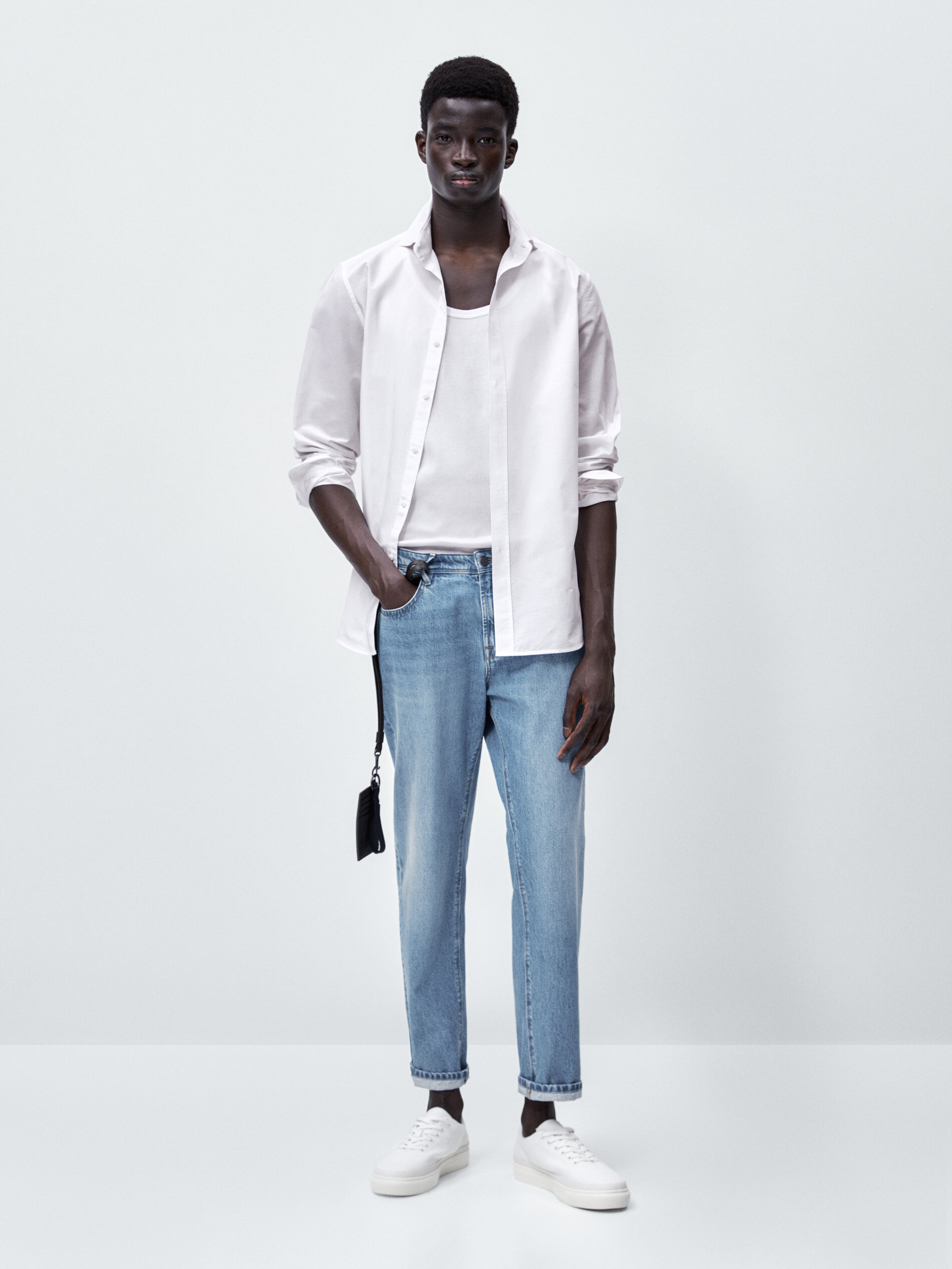 Camisa estructura algodón slim fit - BLANCO