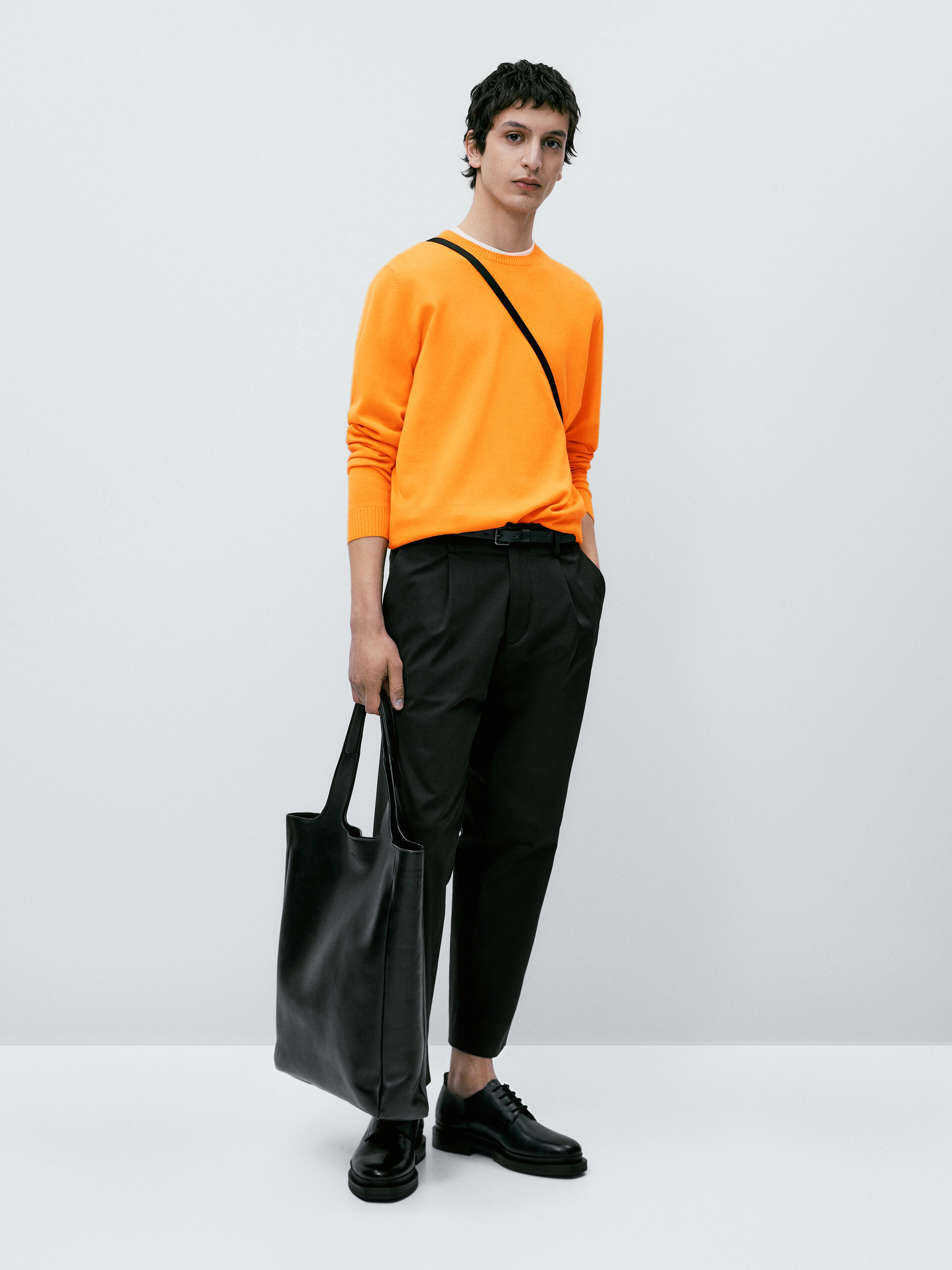 Jersey cuello redondo 100% algodón - TONO NARANJA