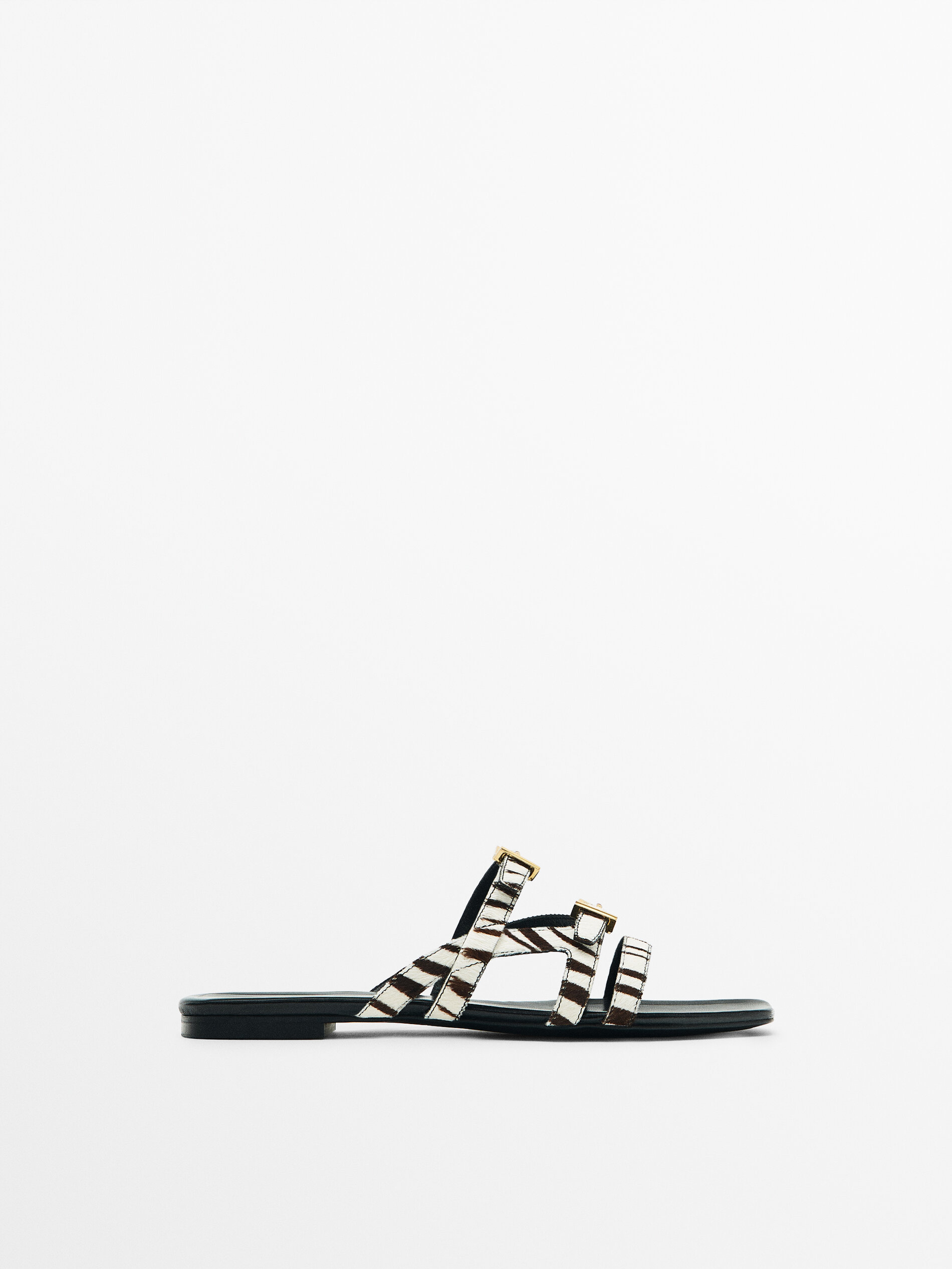 Sandalia plana piel multi tiras - Combinado