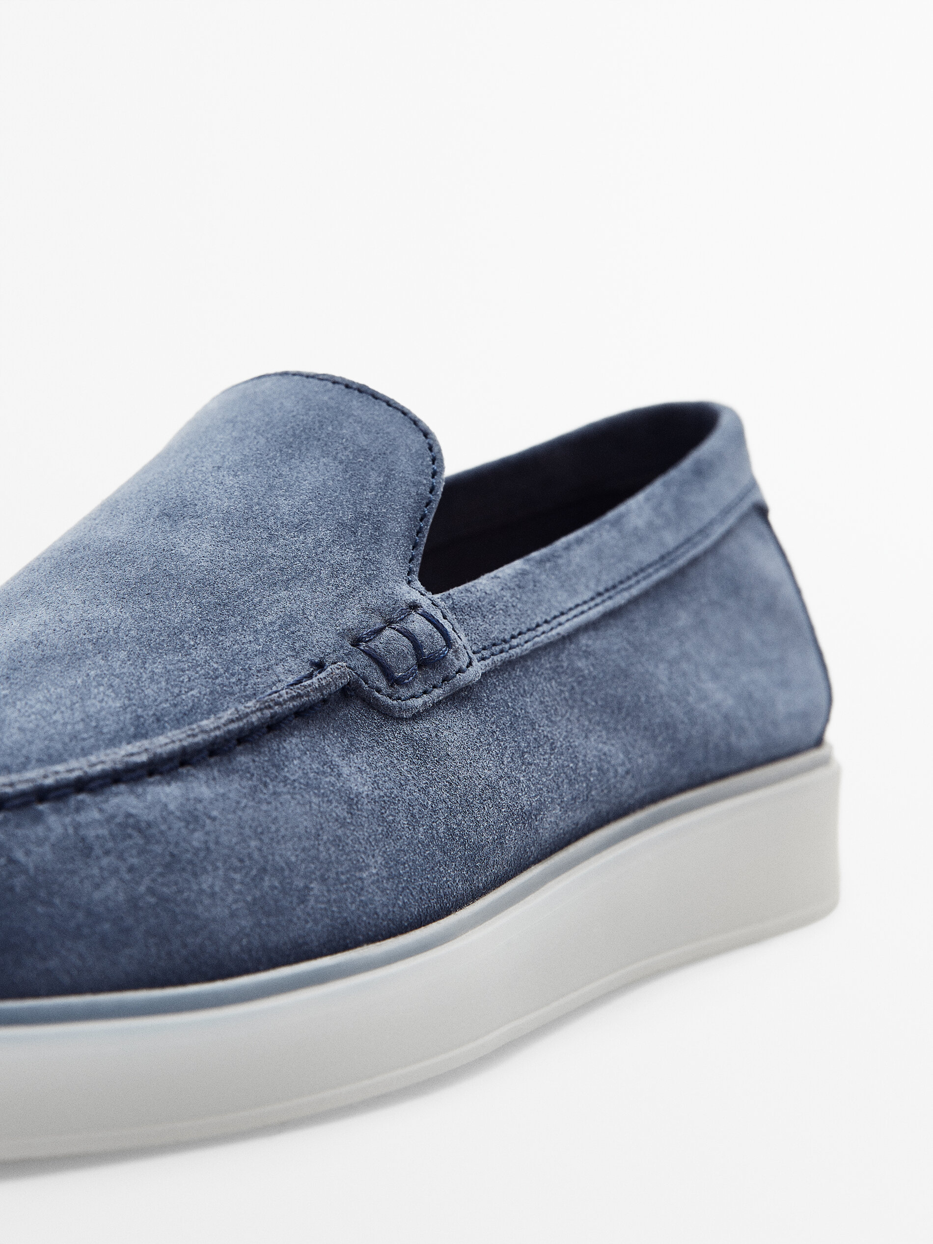 Mocasín serraje piso traslúcido - Azul lavado