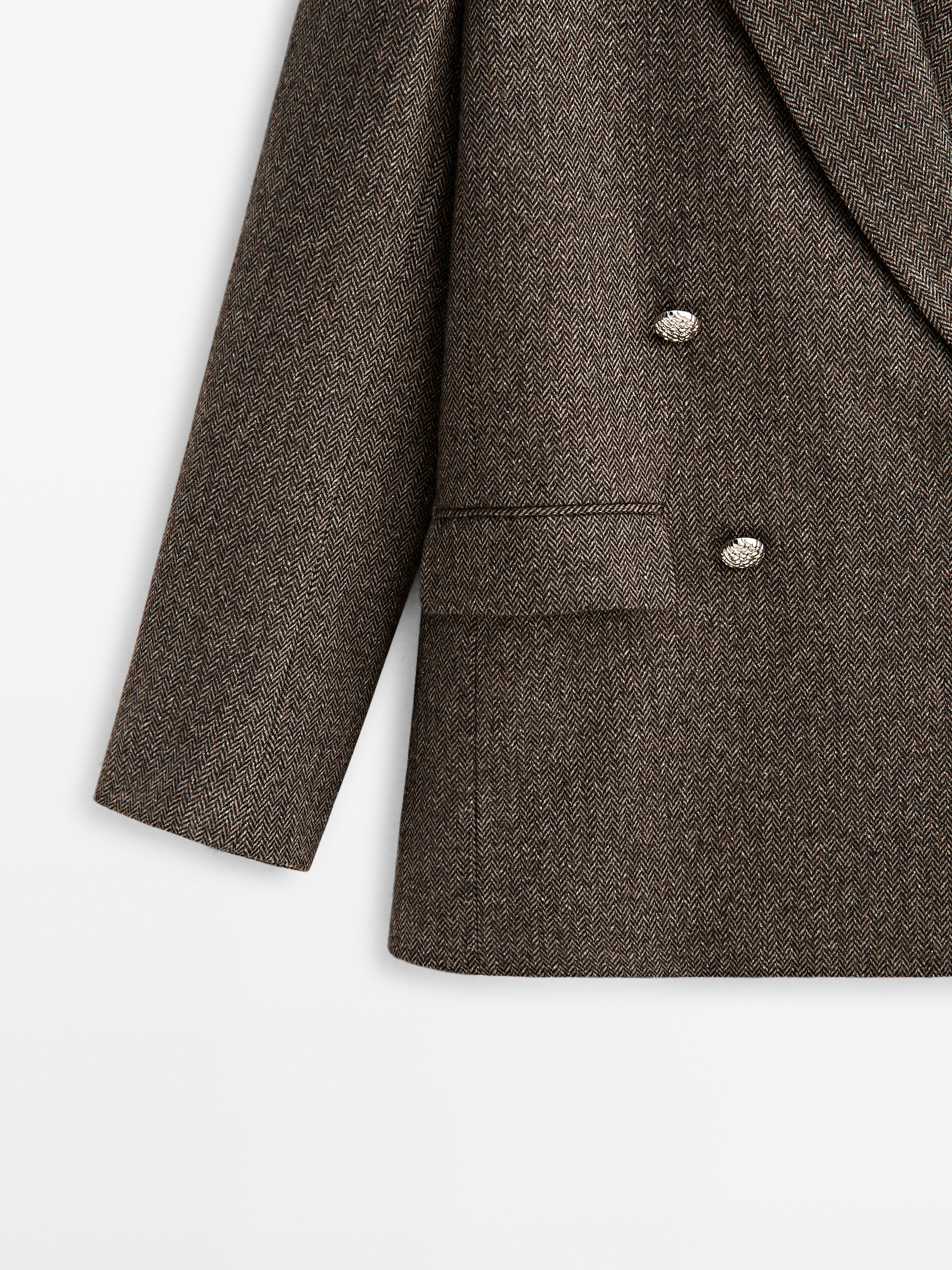 Americana cruzada espiga - MARRÓN