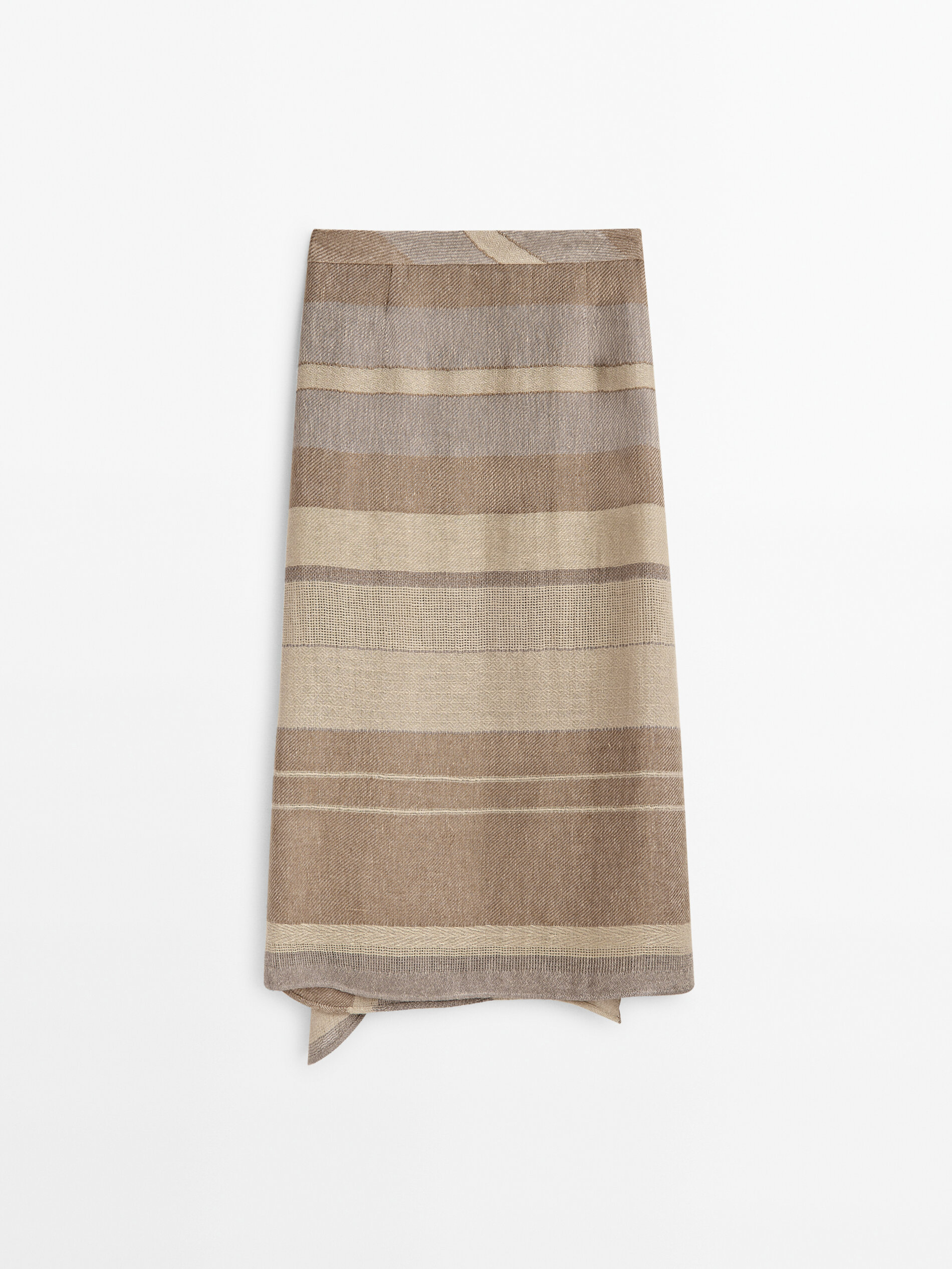 Falda rústica rayas 100% lino - MARRÓN