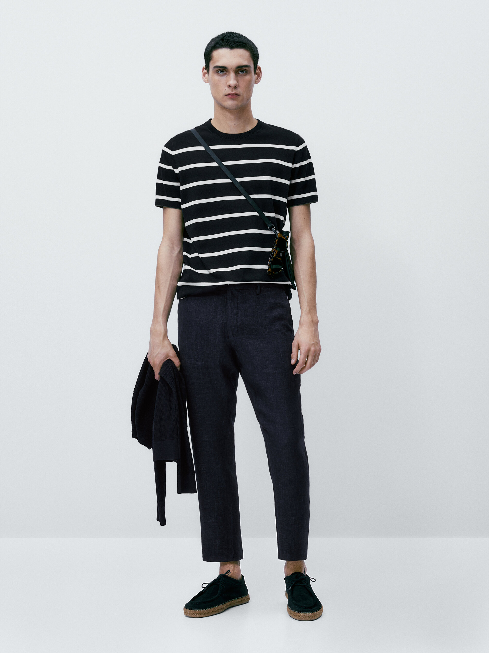 Jersey de punto rayas cuello redondo - AZUL MARINO