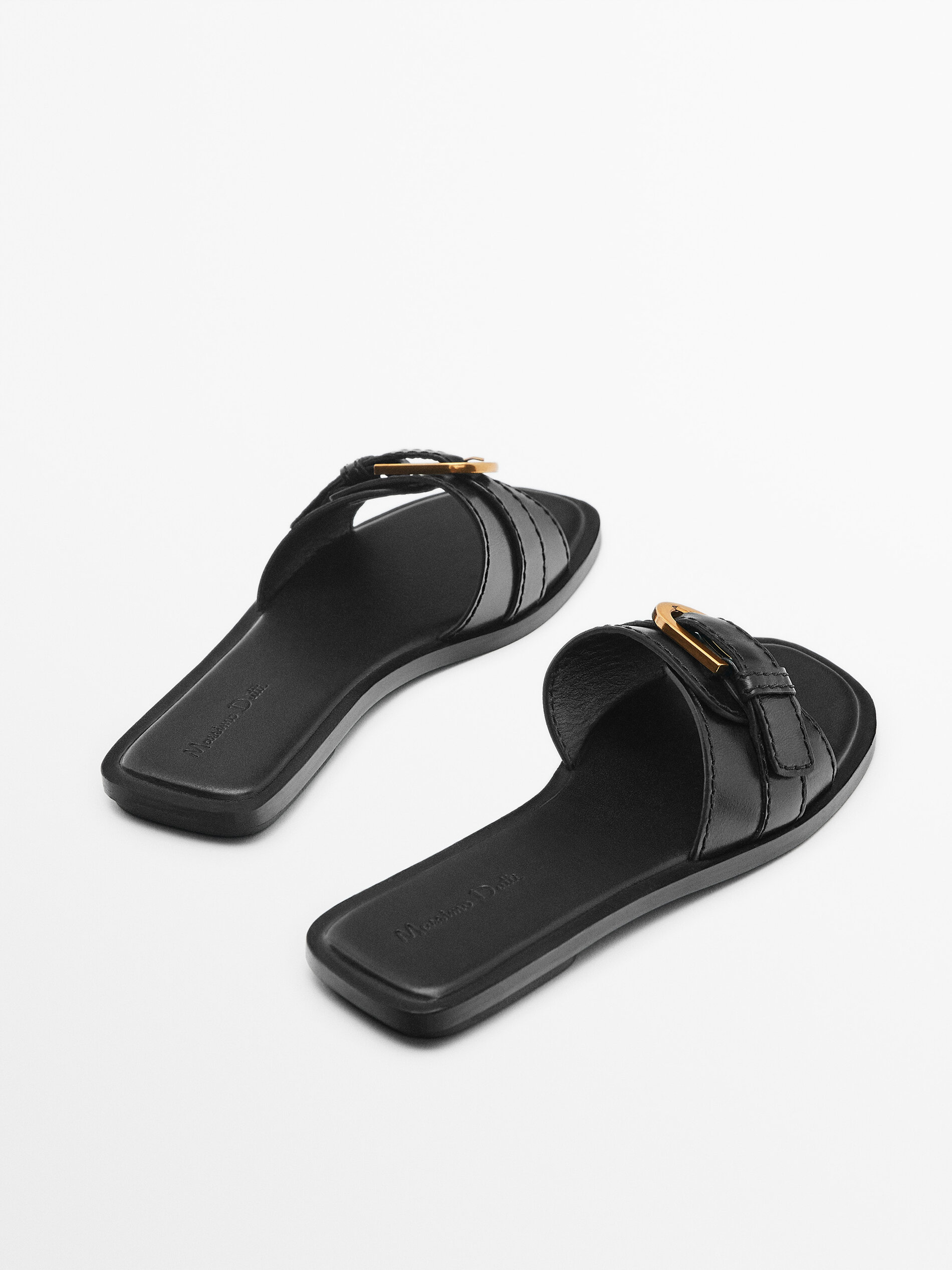 SANDALIA PLANA PIEL - NEGRO