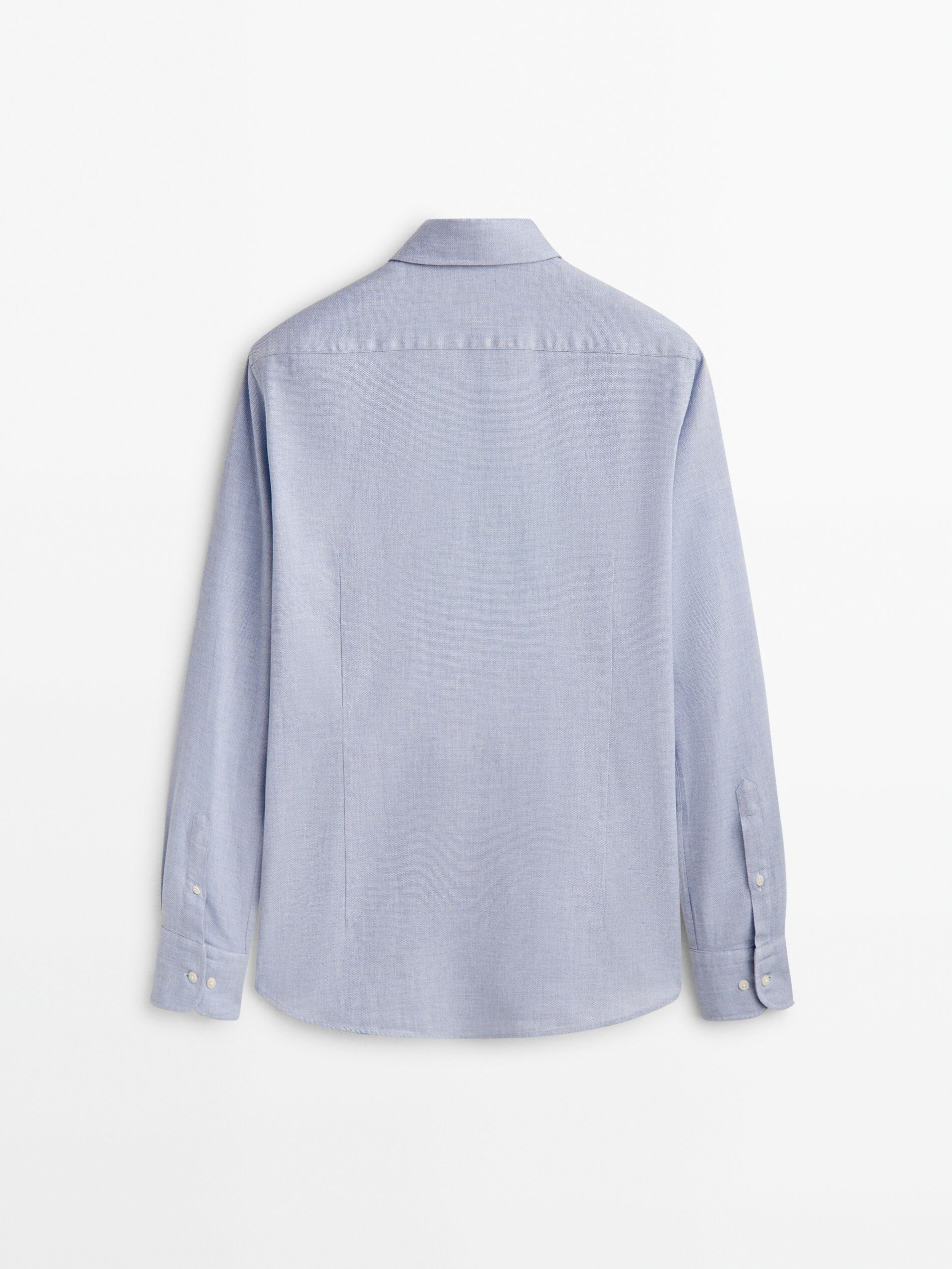 Camisa melange algodón slim fit - CELESTE