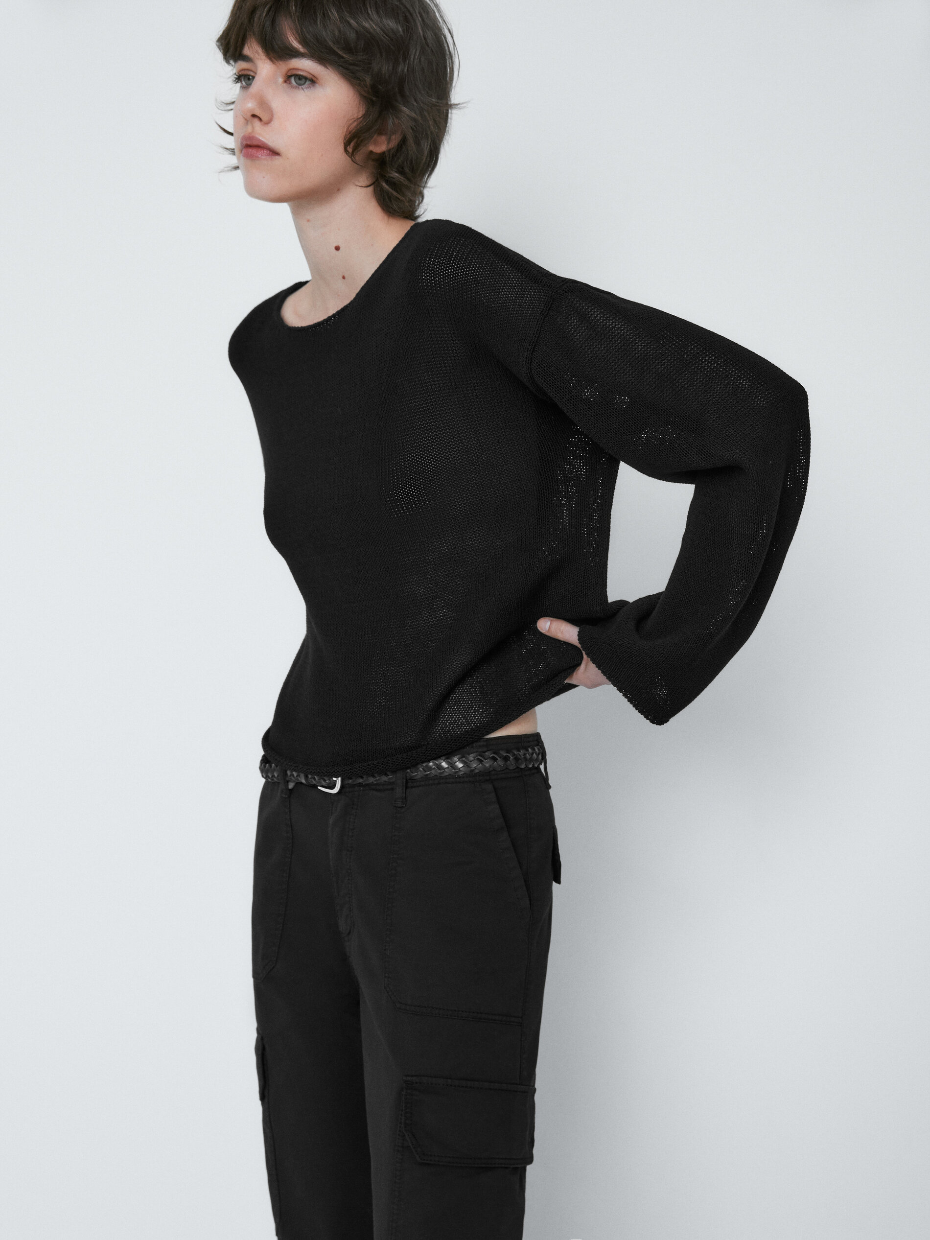 Jersey punto cropped - NEGRO