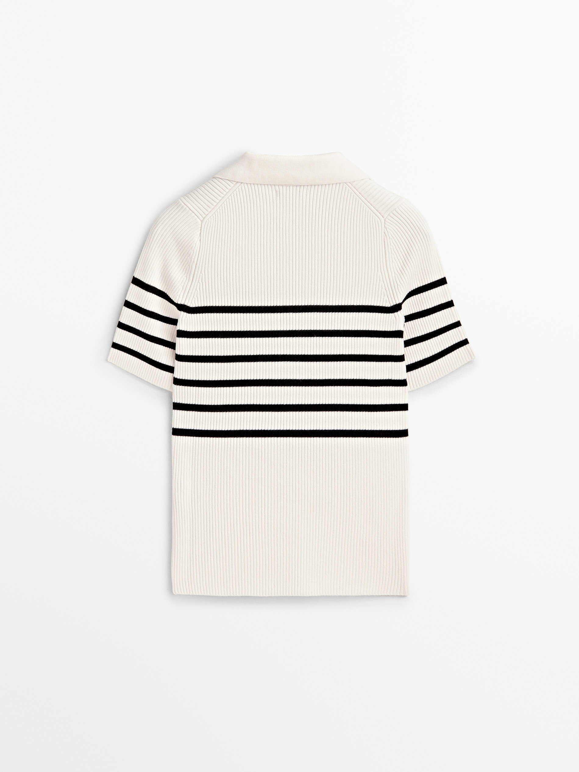 Jersey cuello polo canalé rayas - CRUDO