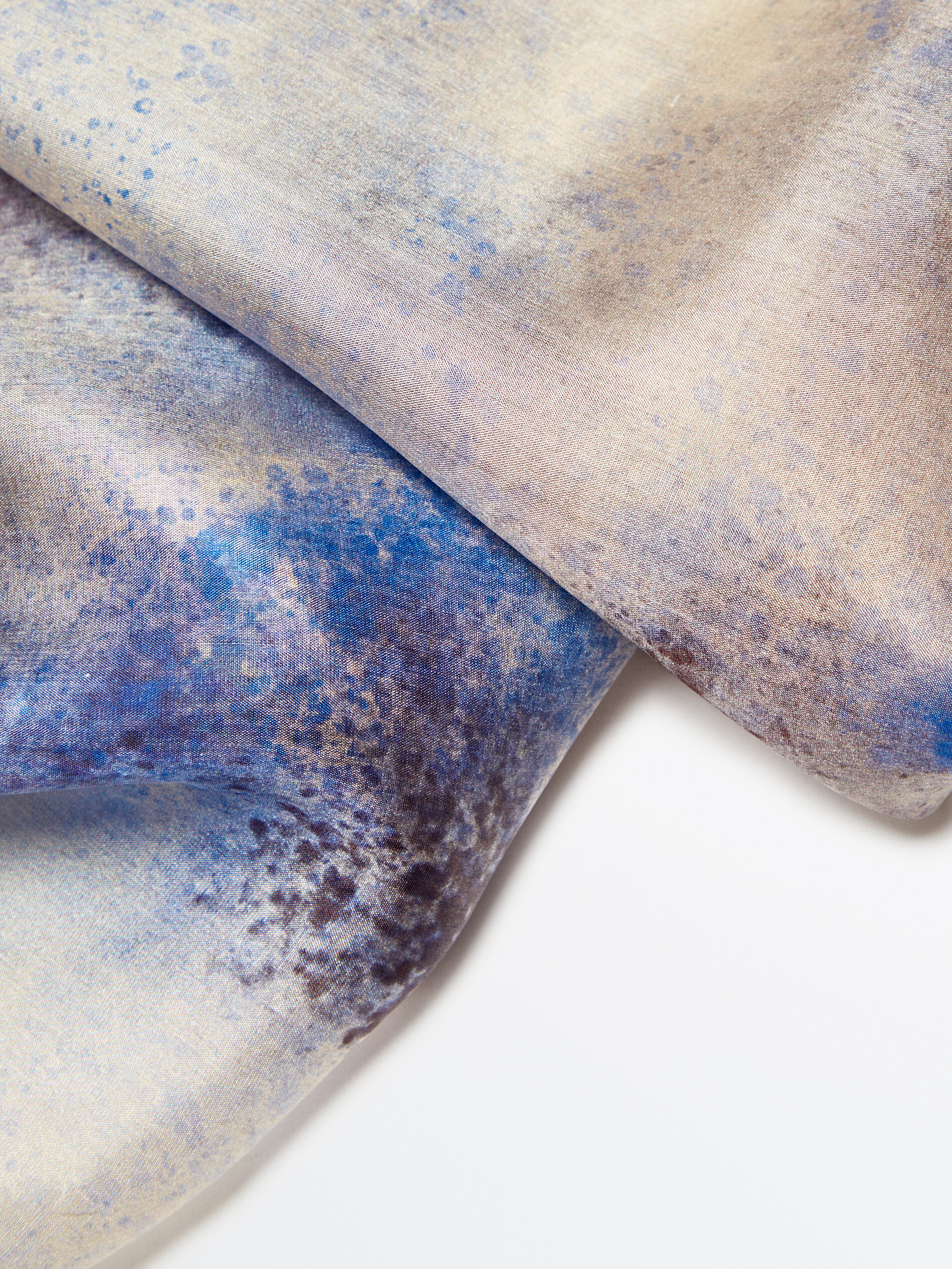 Fular seda estampado difuminado - KAKI