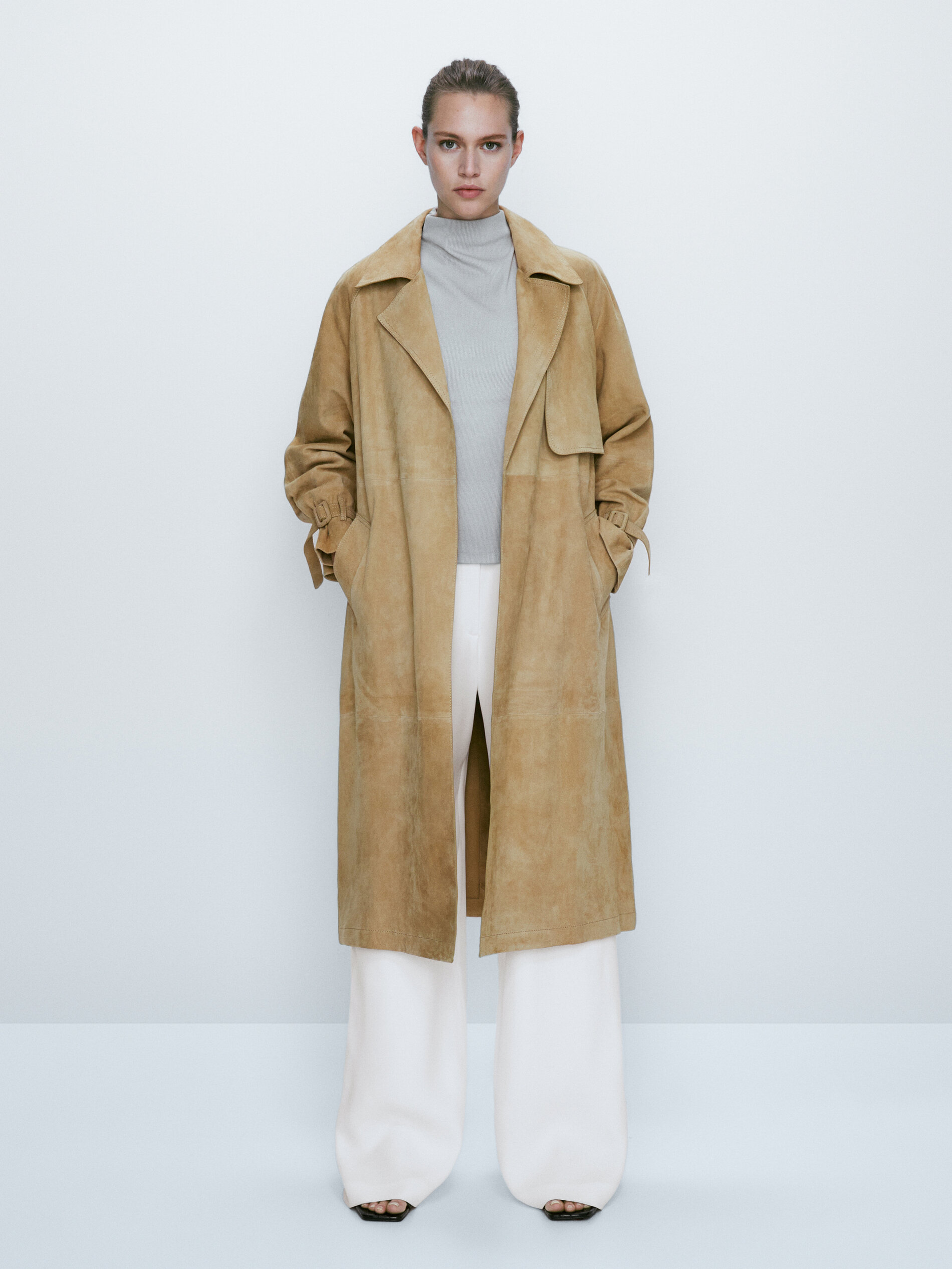 Chaqueta trench ante - CAMEL