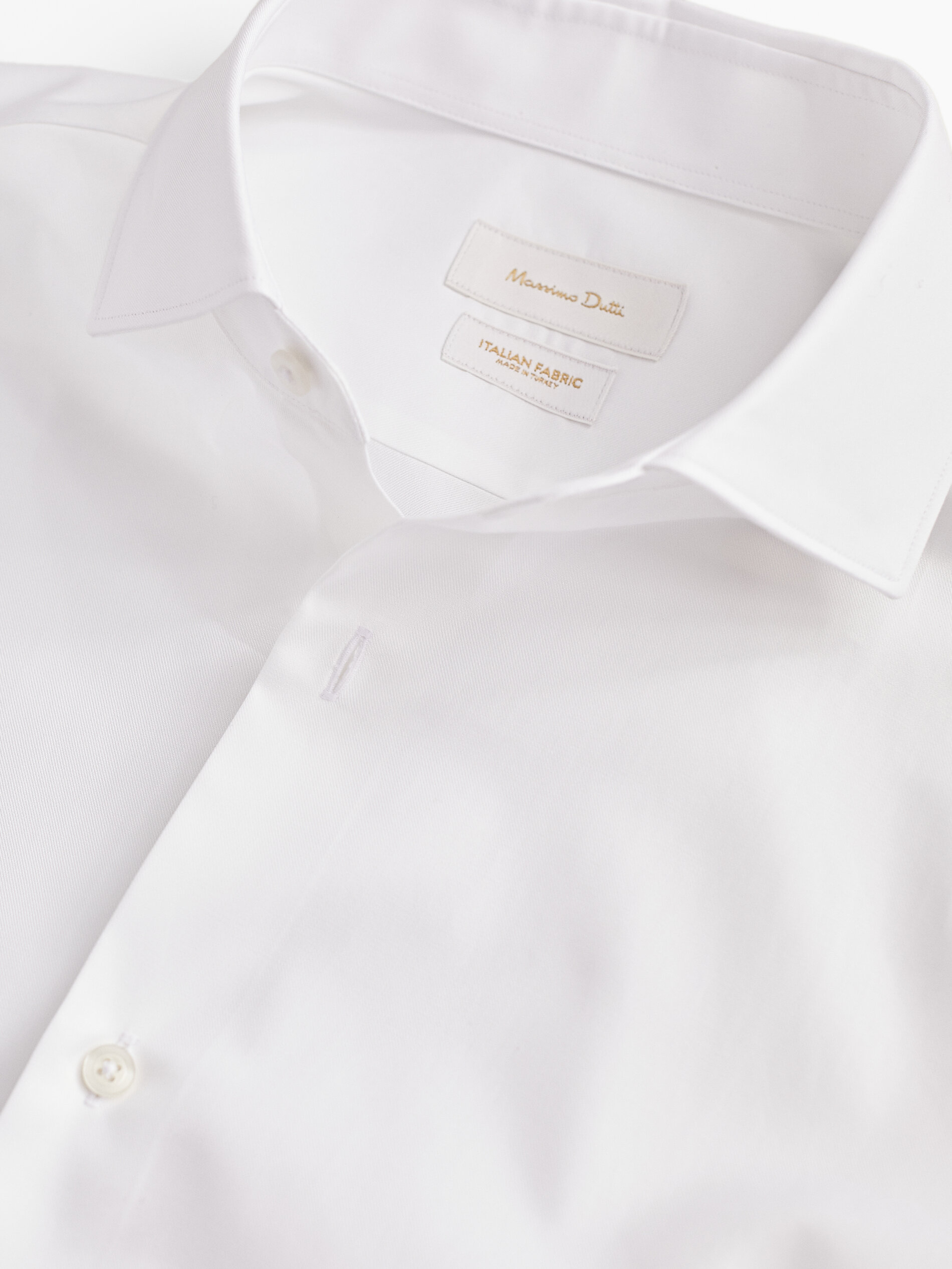 Camisa sarga algodón slim fit - BLANCO