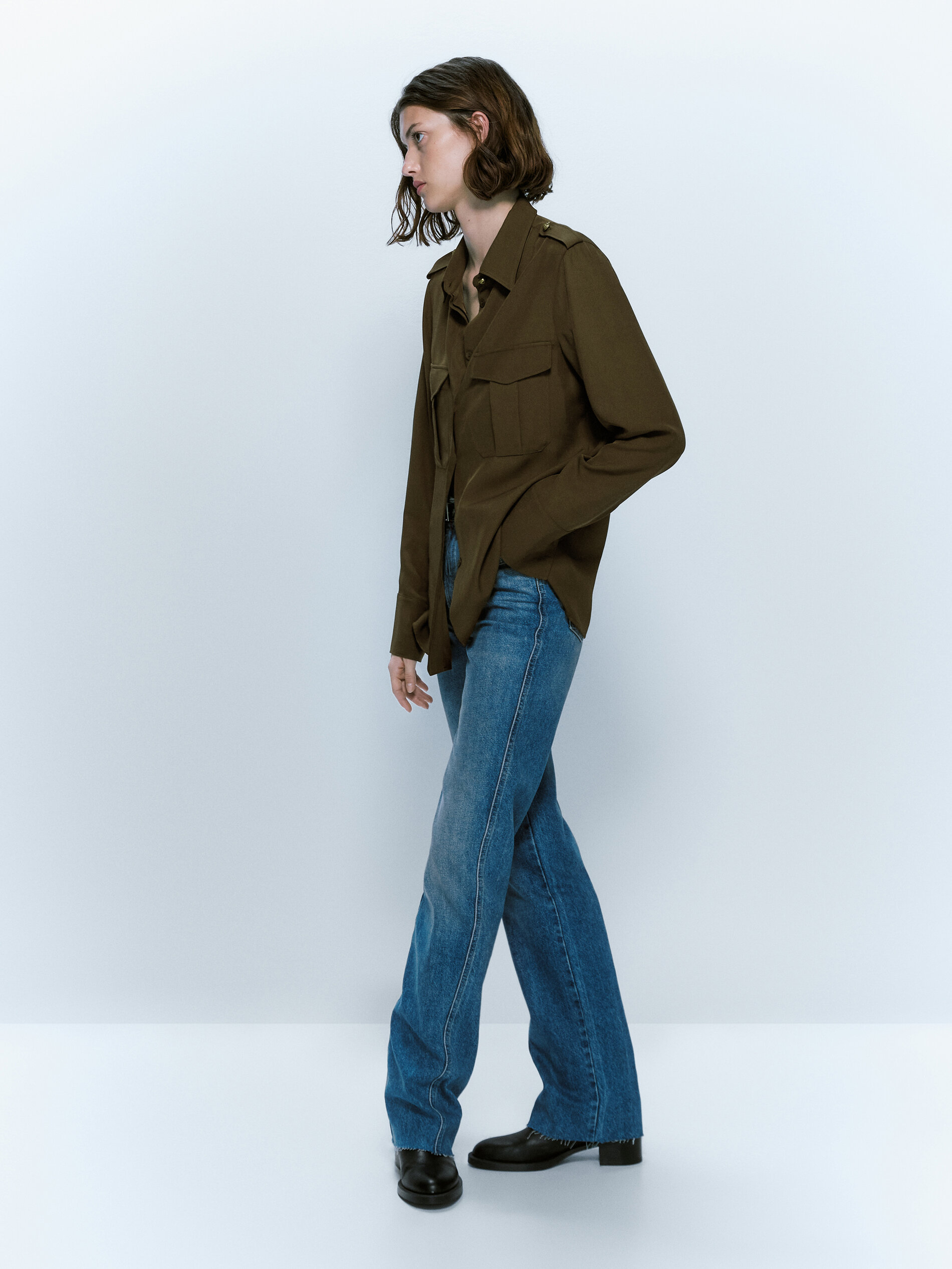 Camisa fluida bolsillos - KAKI