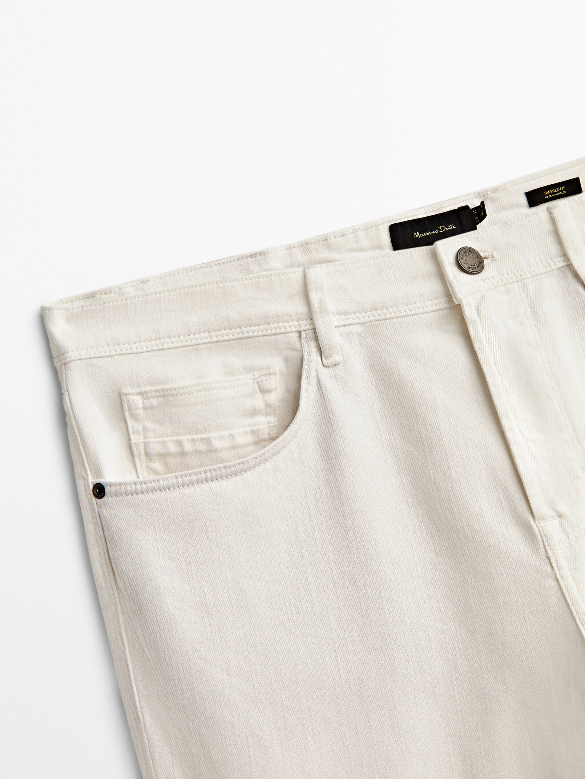 Pantalón tejanero mezcla algodón tapered fit - BLANCO