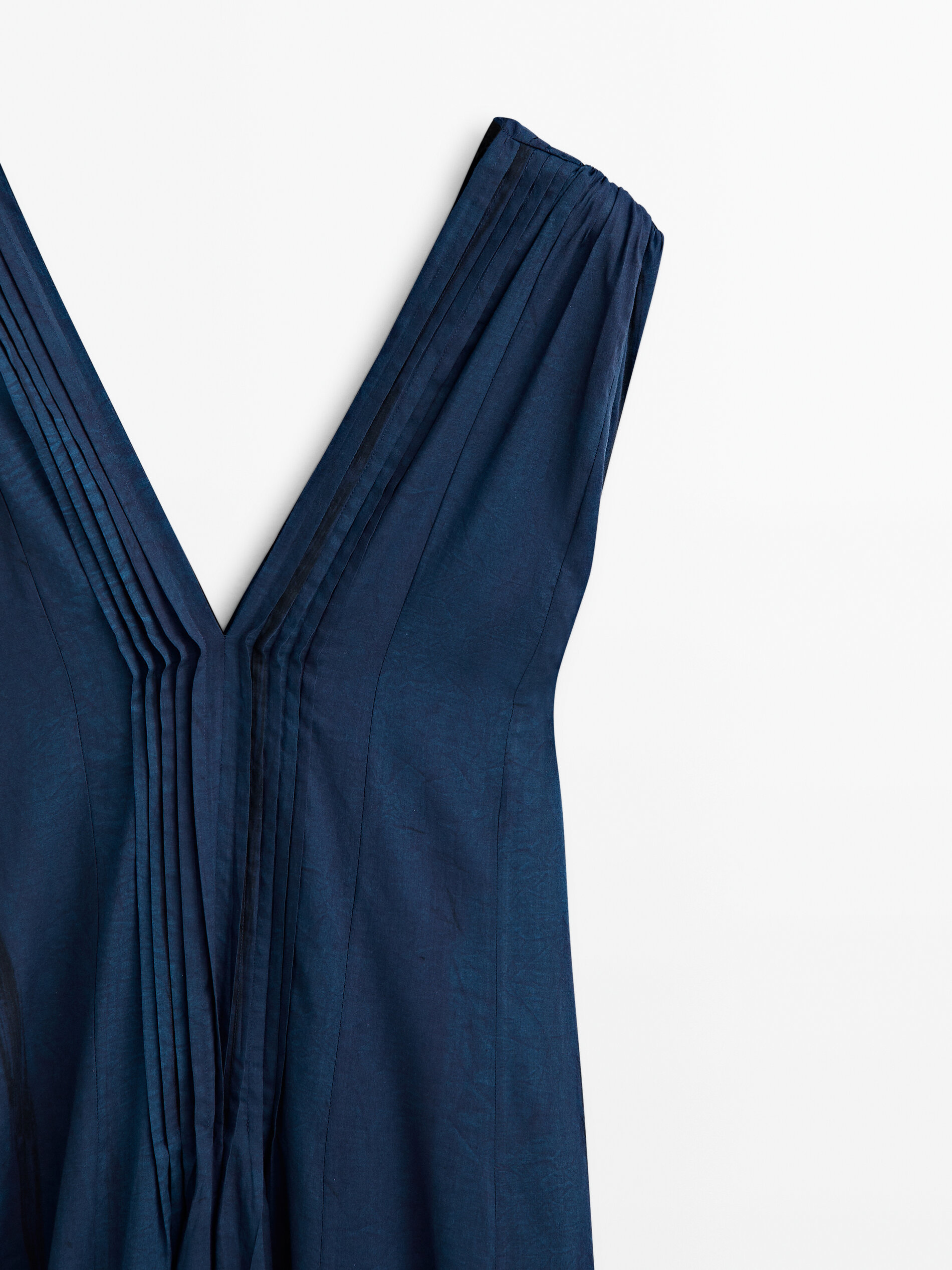 Vestido estampado detalle jaretas - AZULÓN