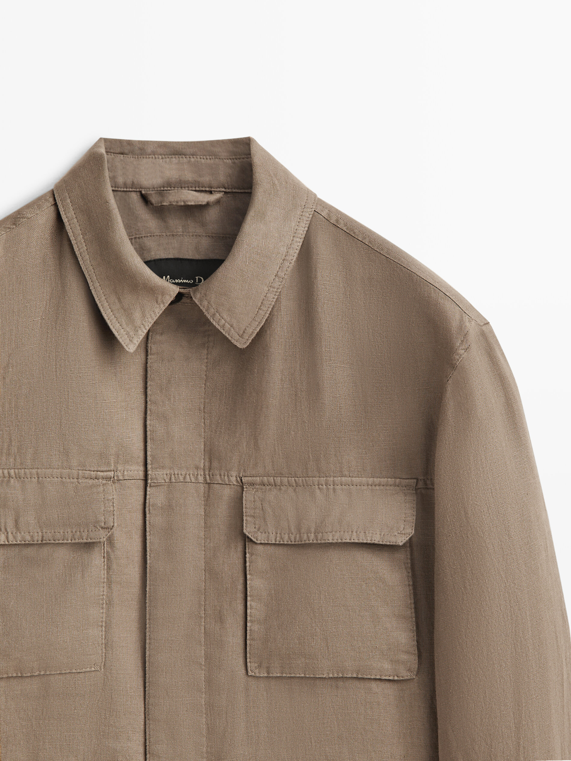 Sobrecamisa 100% lino bolsillos - TOSTADO