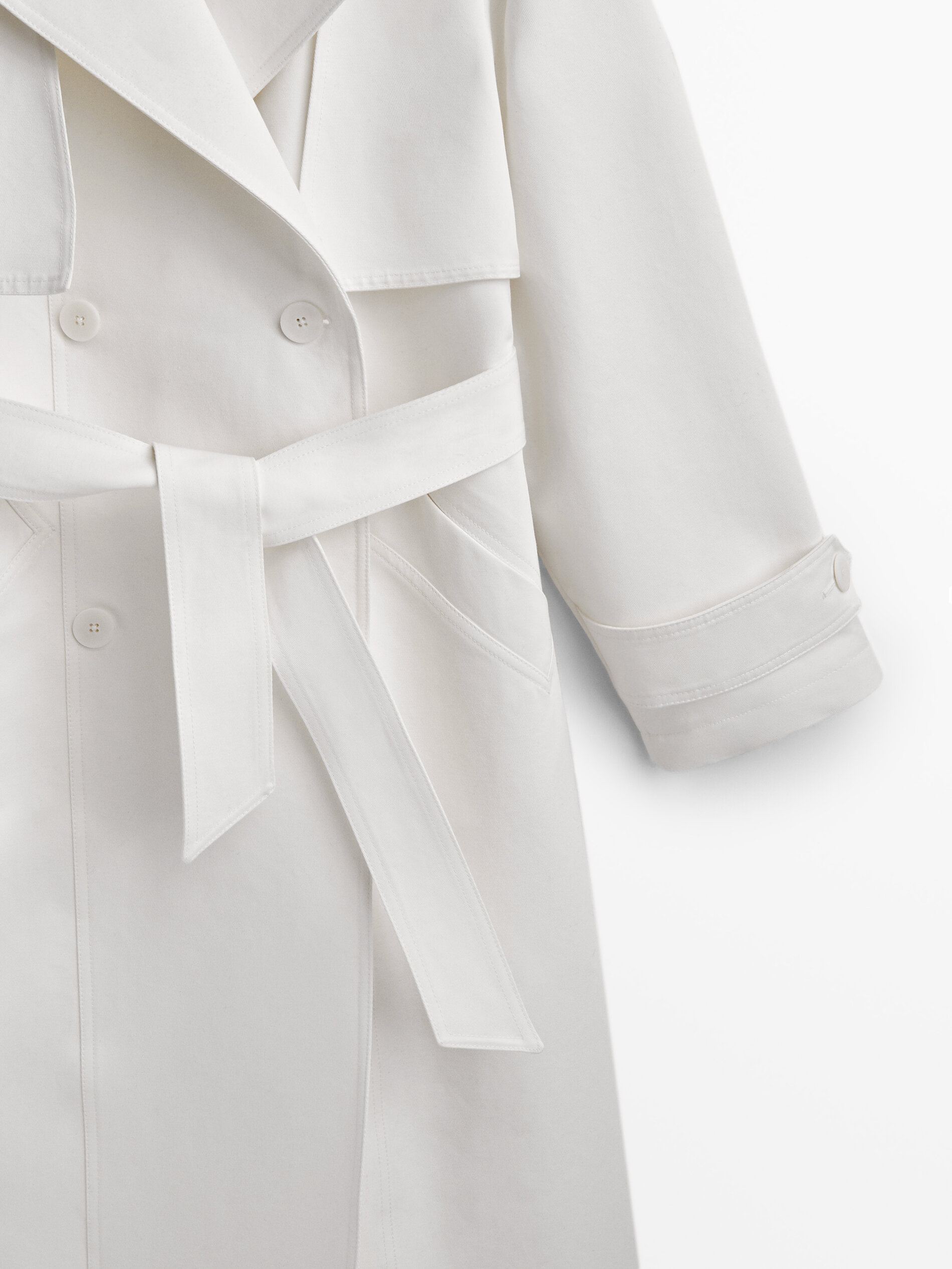 Chaqueta trench doble tejido - CRUDO