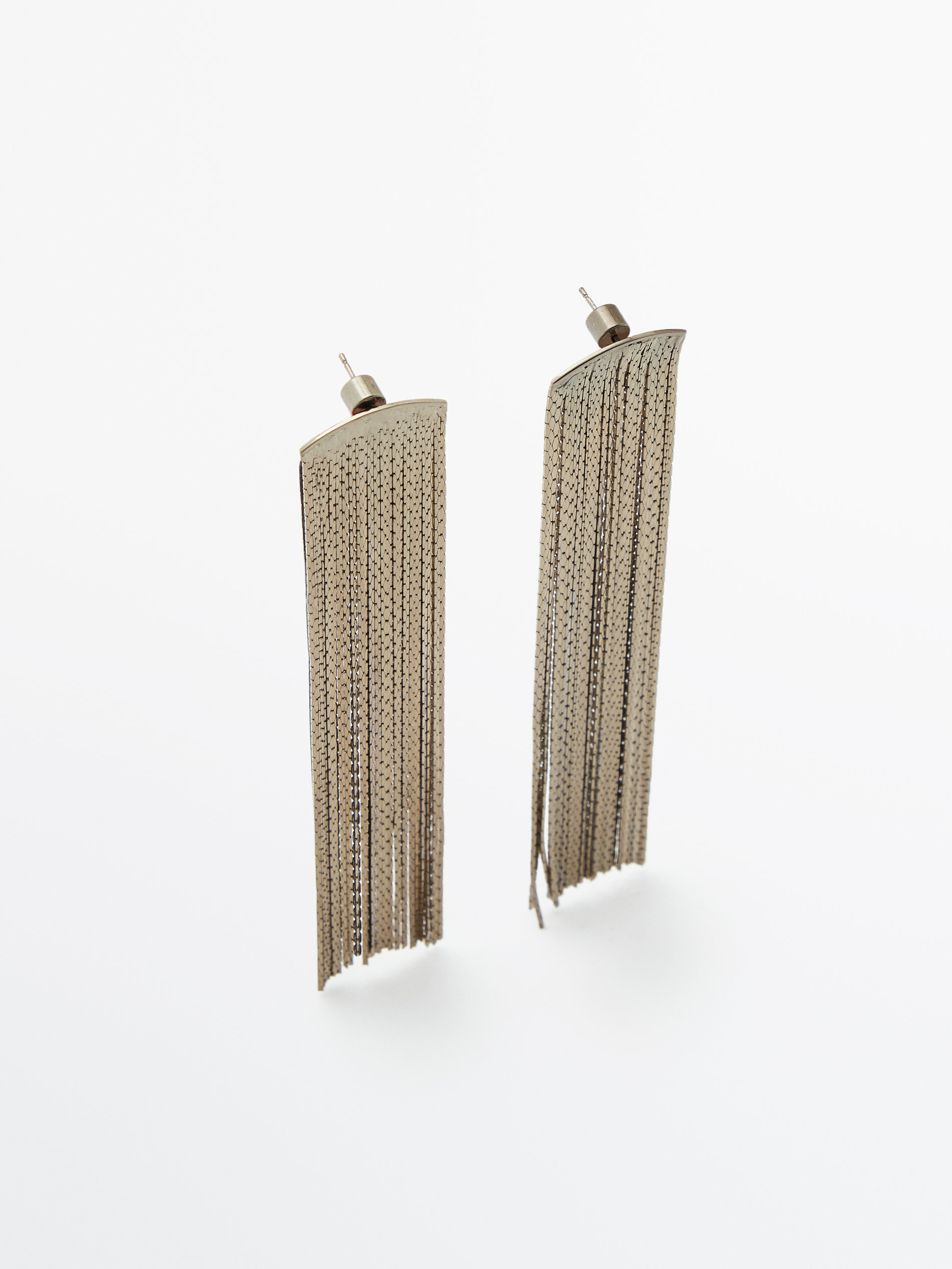 Pendientes largos cascada mini cadena - Plata