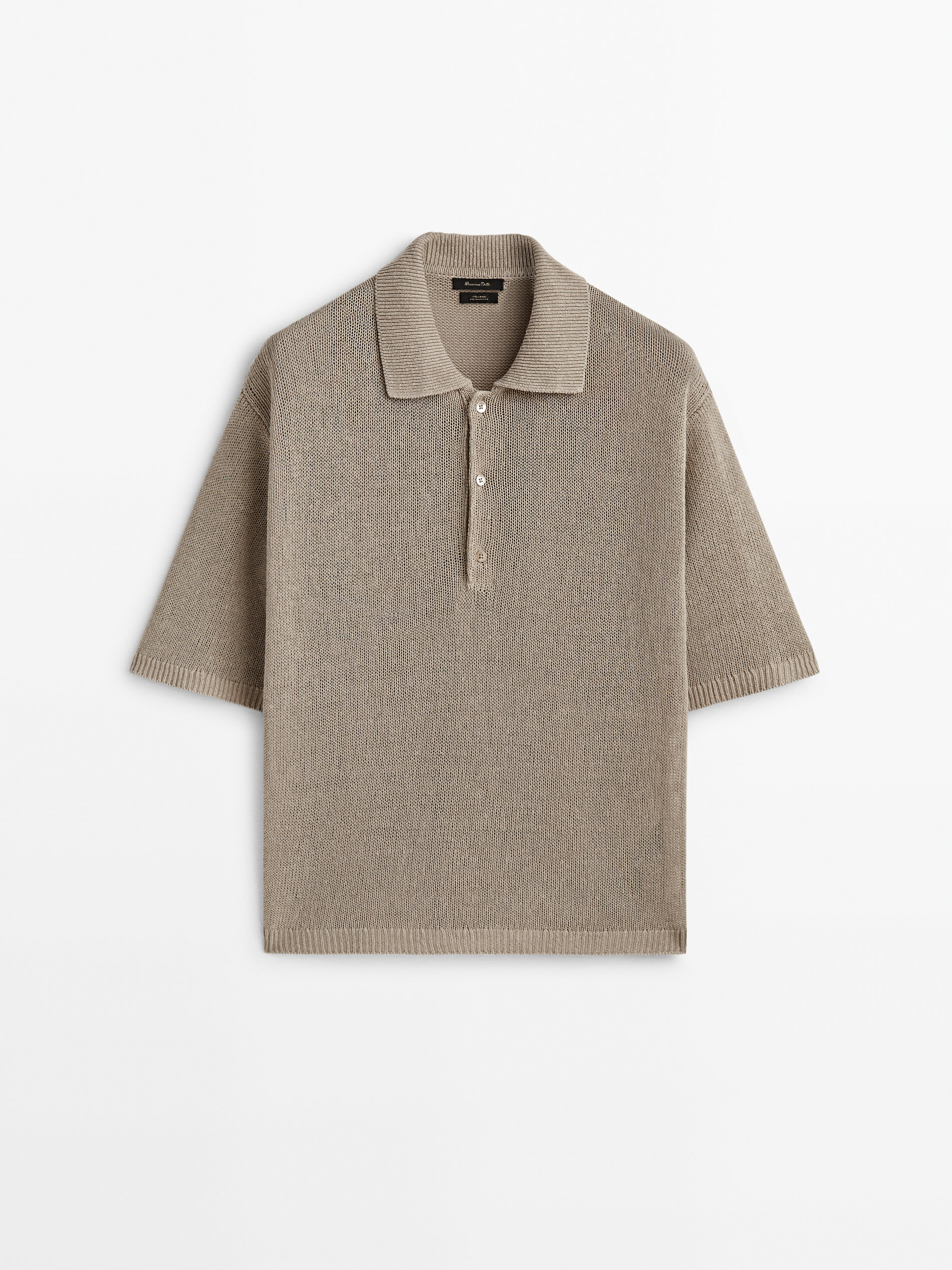 Jersey cuello polo botones 100% lino - Piedra