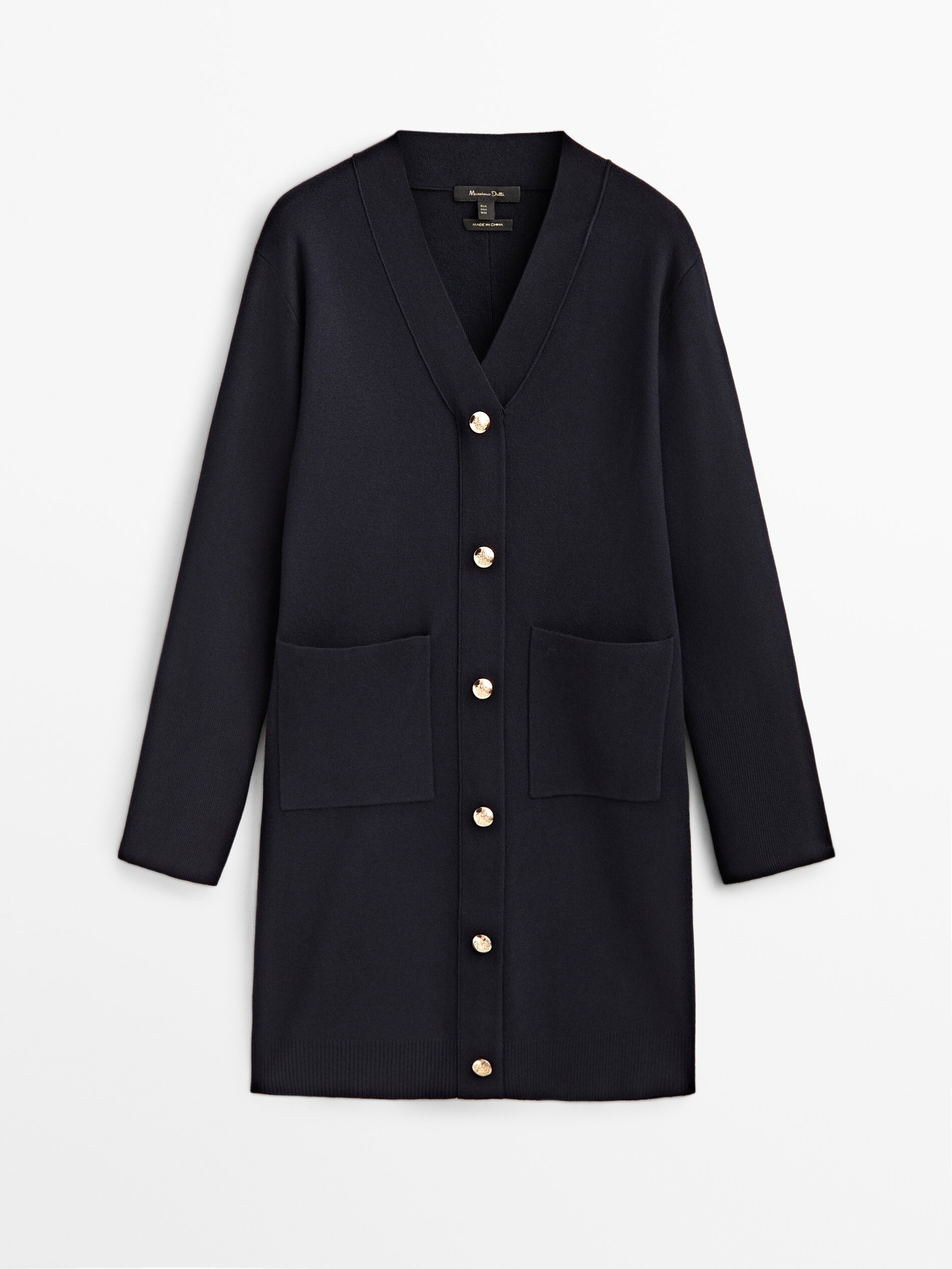 Vestido corto punto botones - AZUL MARINO