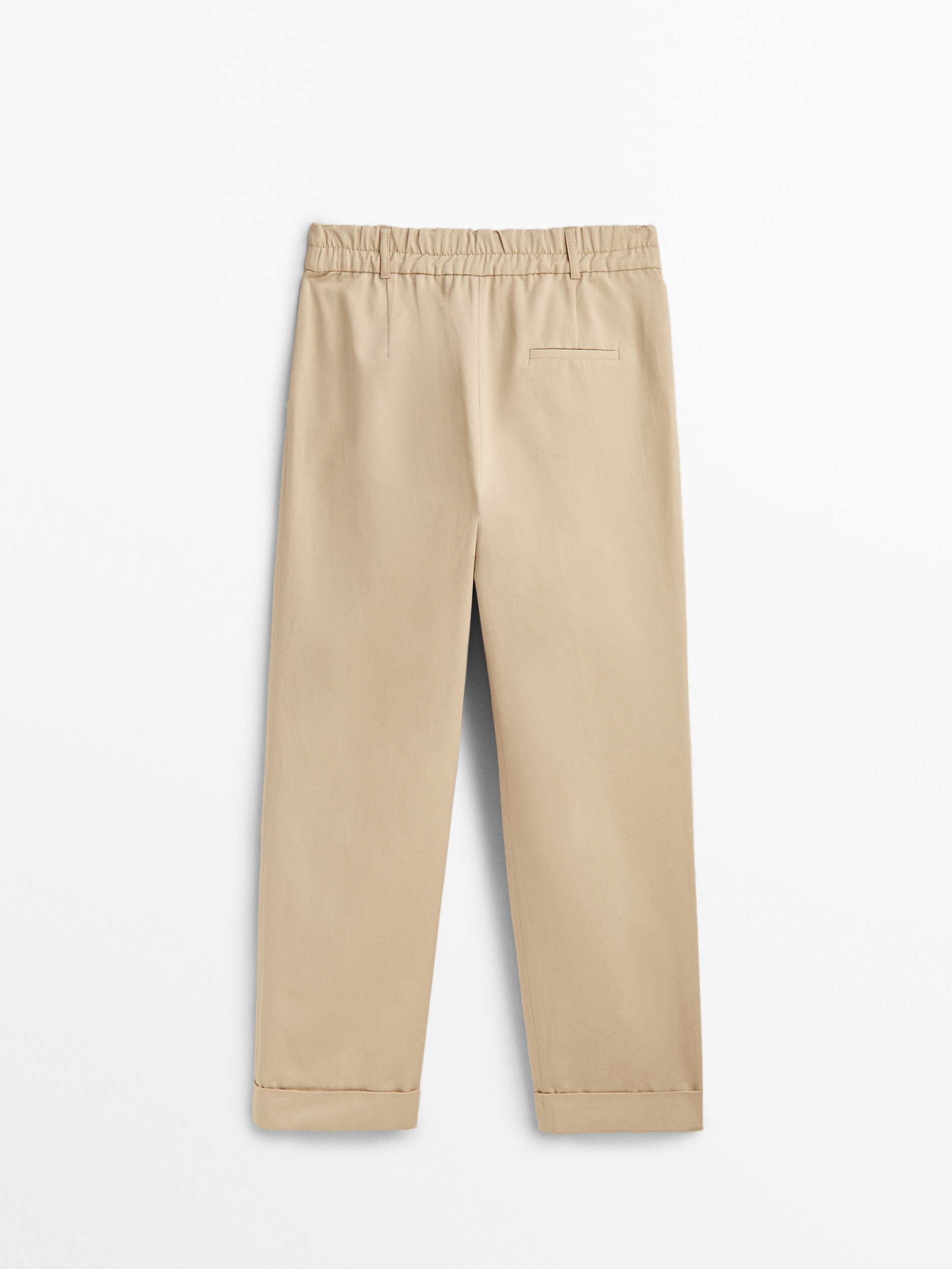 Pantalón pinzas cintura elástica - Beige Claro