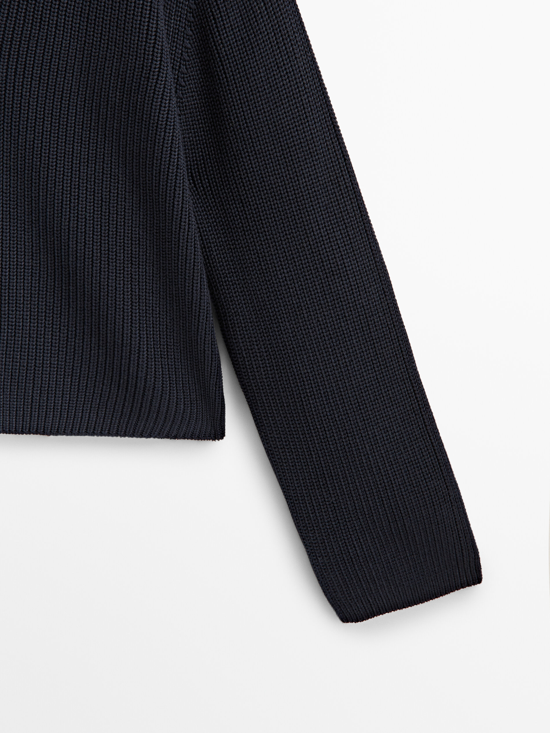 Jersey algodón cuello pico - AZUL MARINO