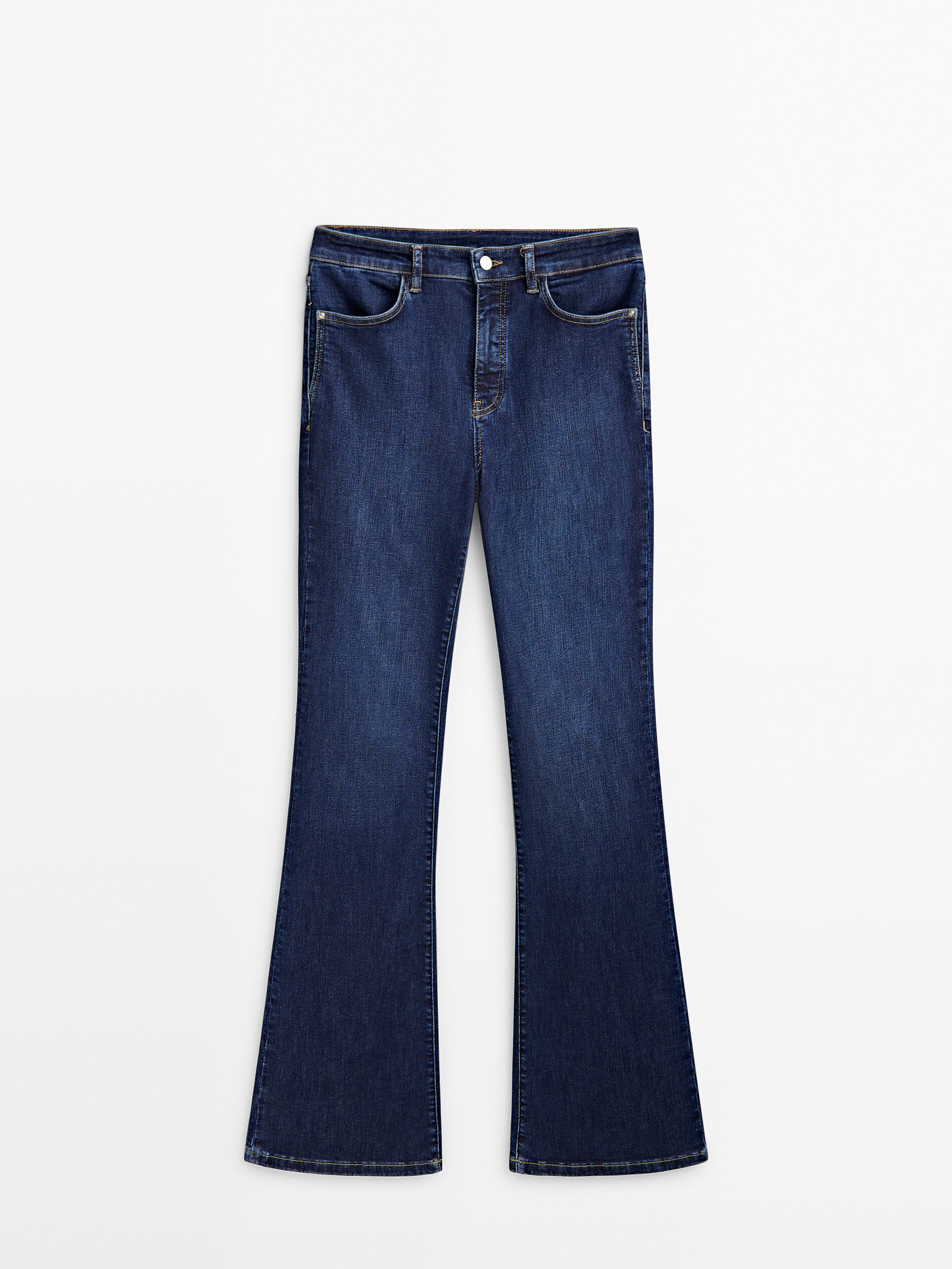 Pantalón vaquero tiro alto skinny flare - AZUL MEDIO