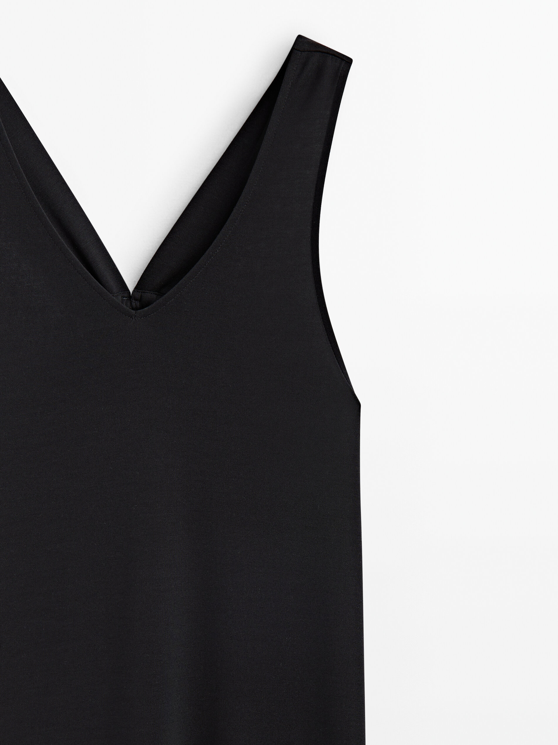 Vestido midi detalle pieza frunce espalda - NEGRO