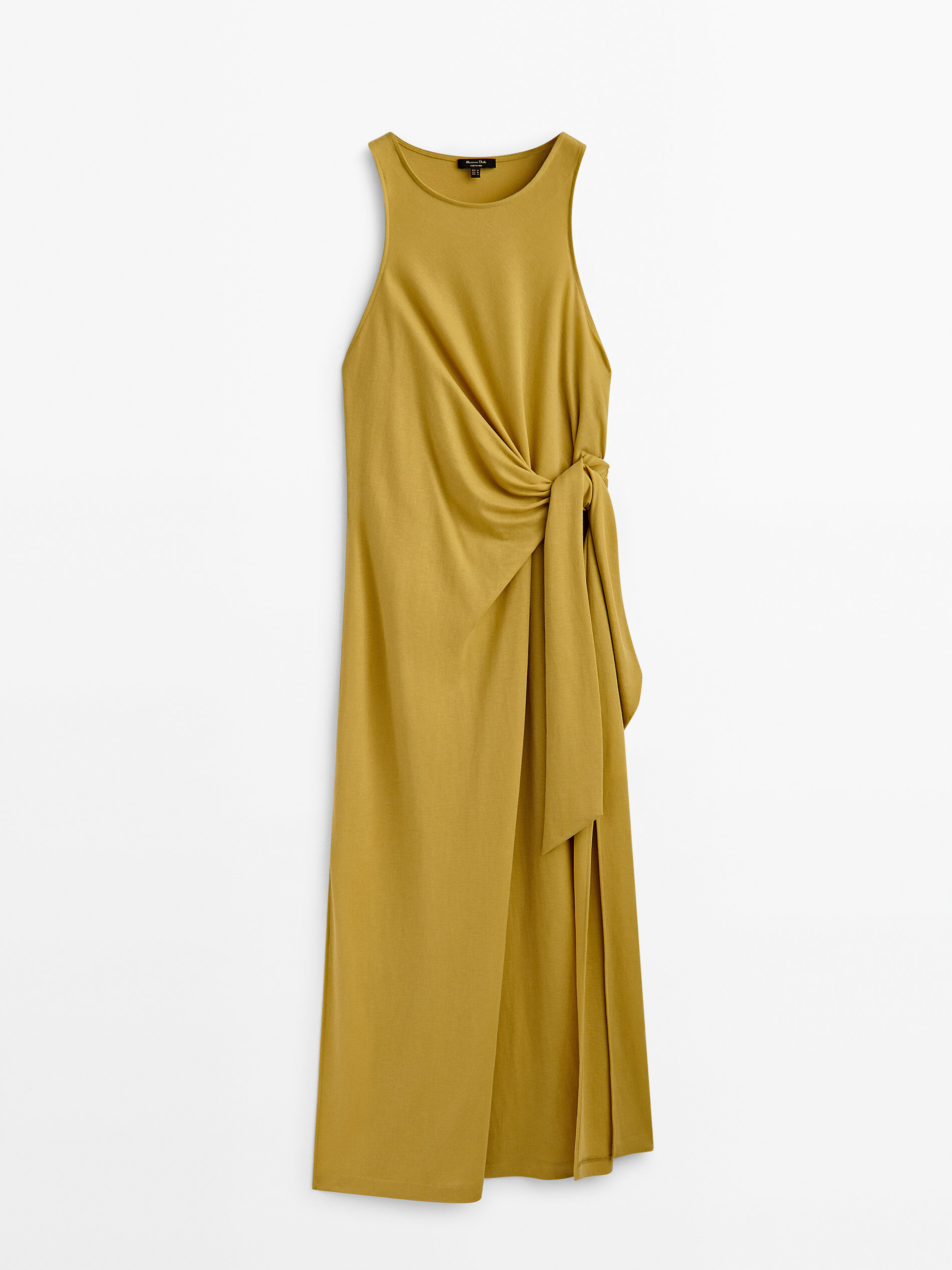 Vestido midi detalle nudo - AMARILLO MOSTAZA