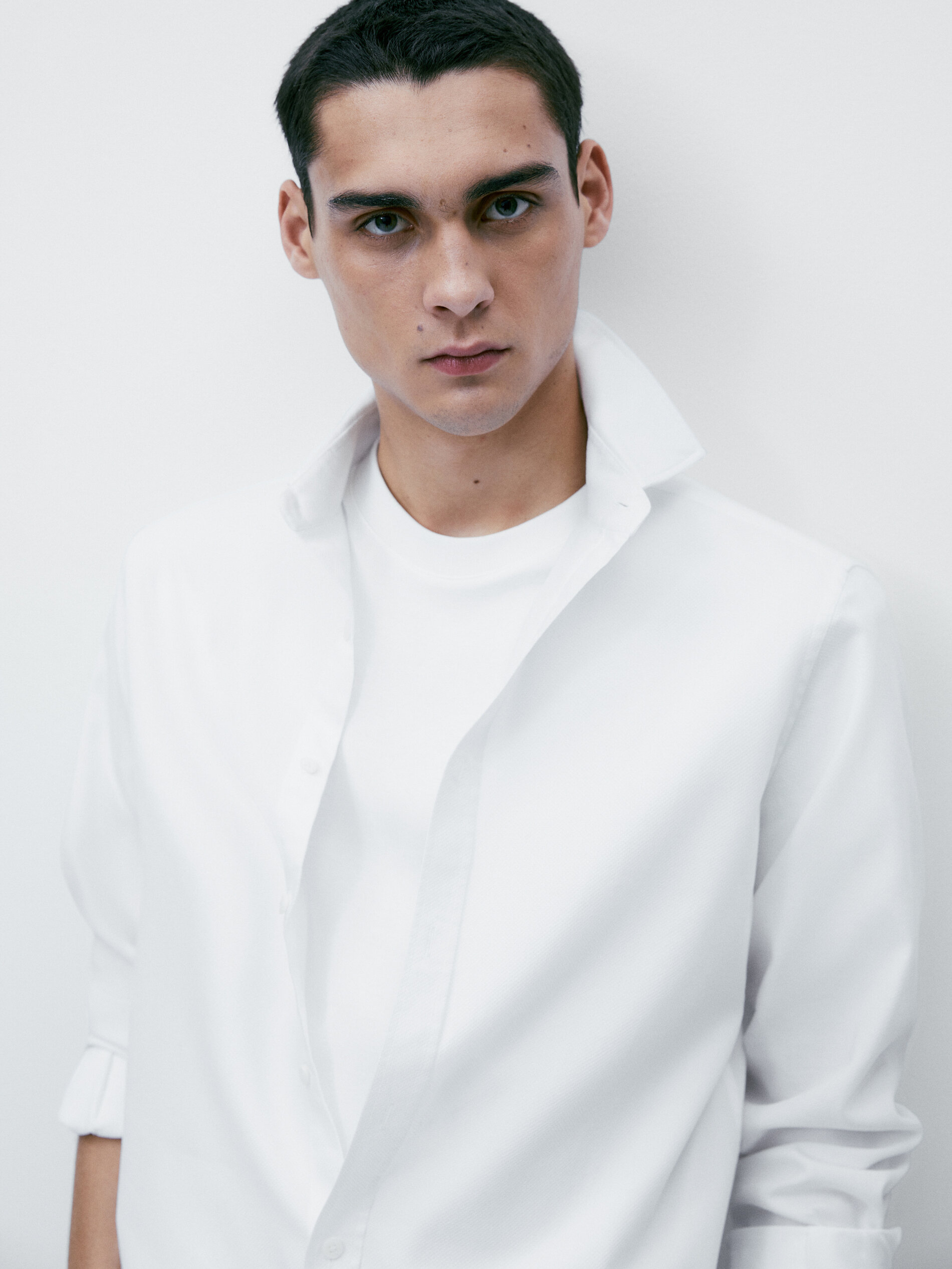 Camisa estructura giro inglese slim fit - BLANCO