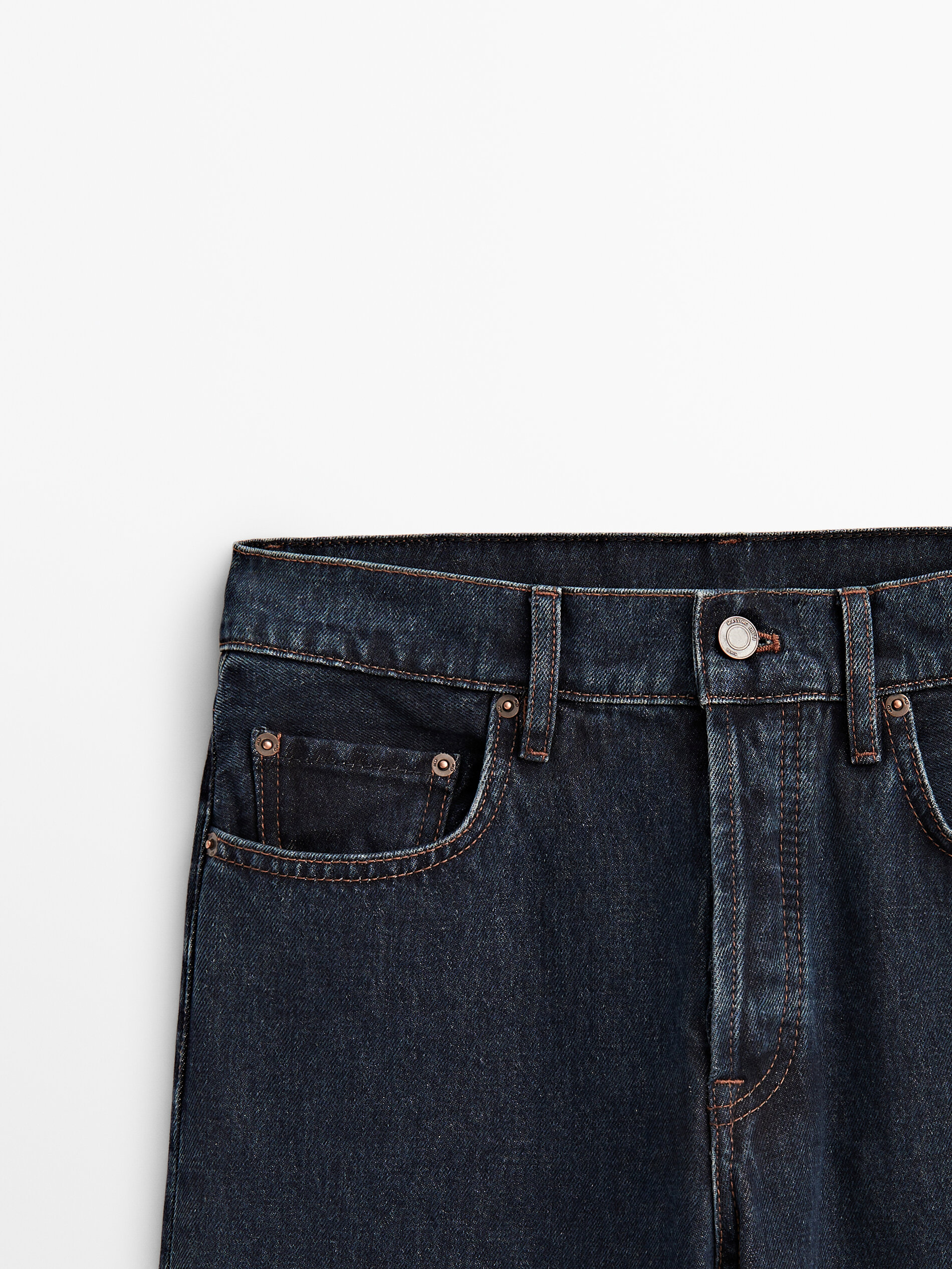 Pantalón vaquero tiro alto corte recto - AZUL OSCURO