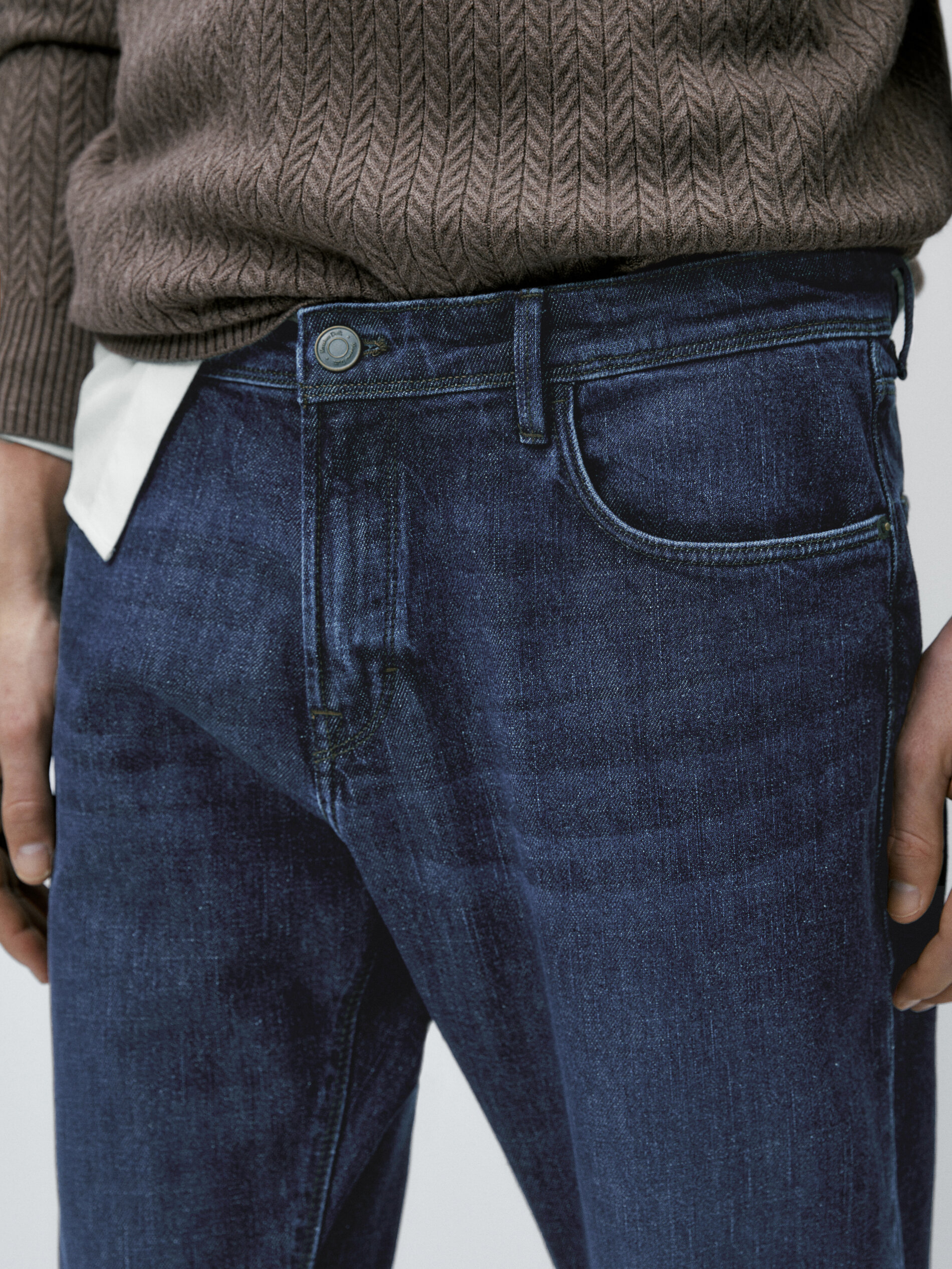 Pantalón vaquero stone wash slim fit - INDIGO