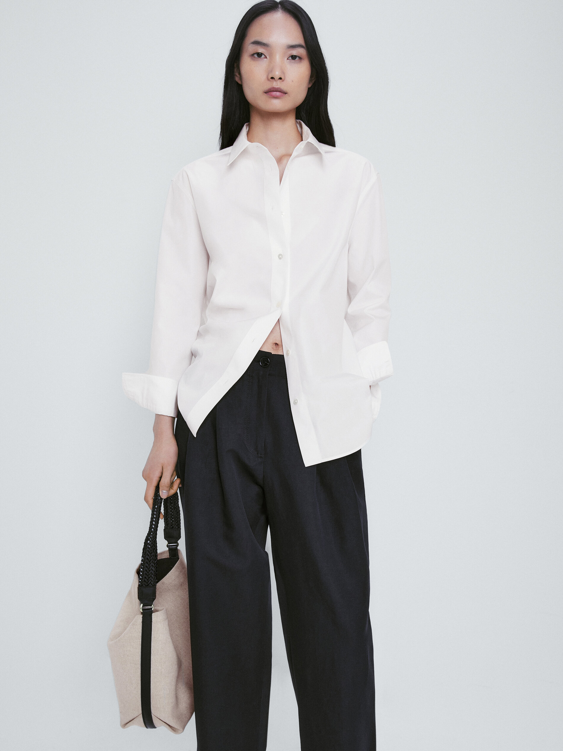 Bolso bucket asa piel trenzada - BEIGE