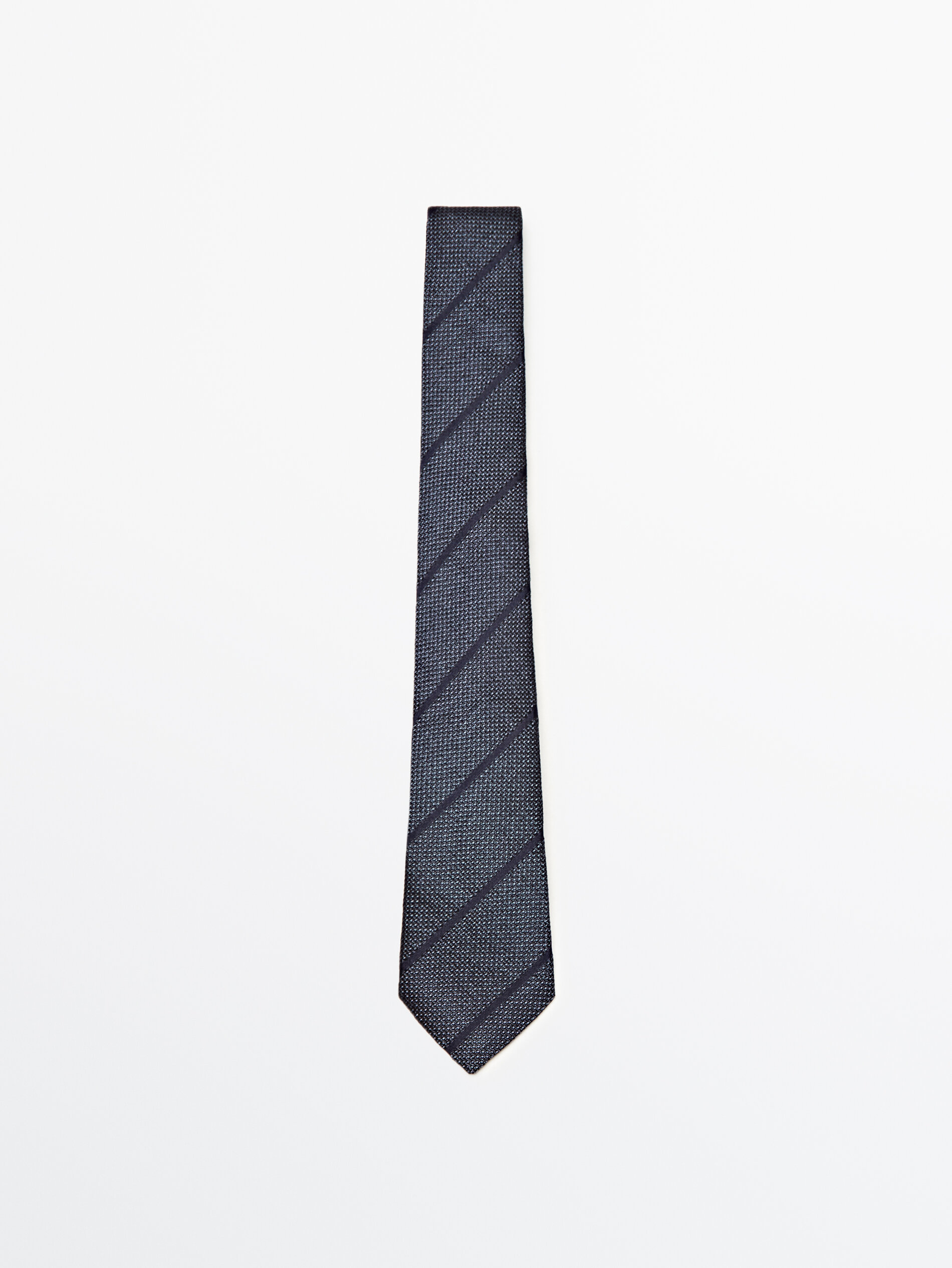 Corbata rayas mezcla algodón seda - AZUL