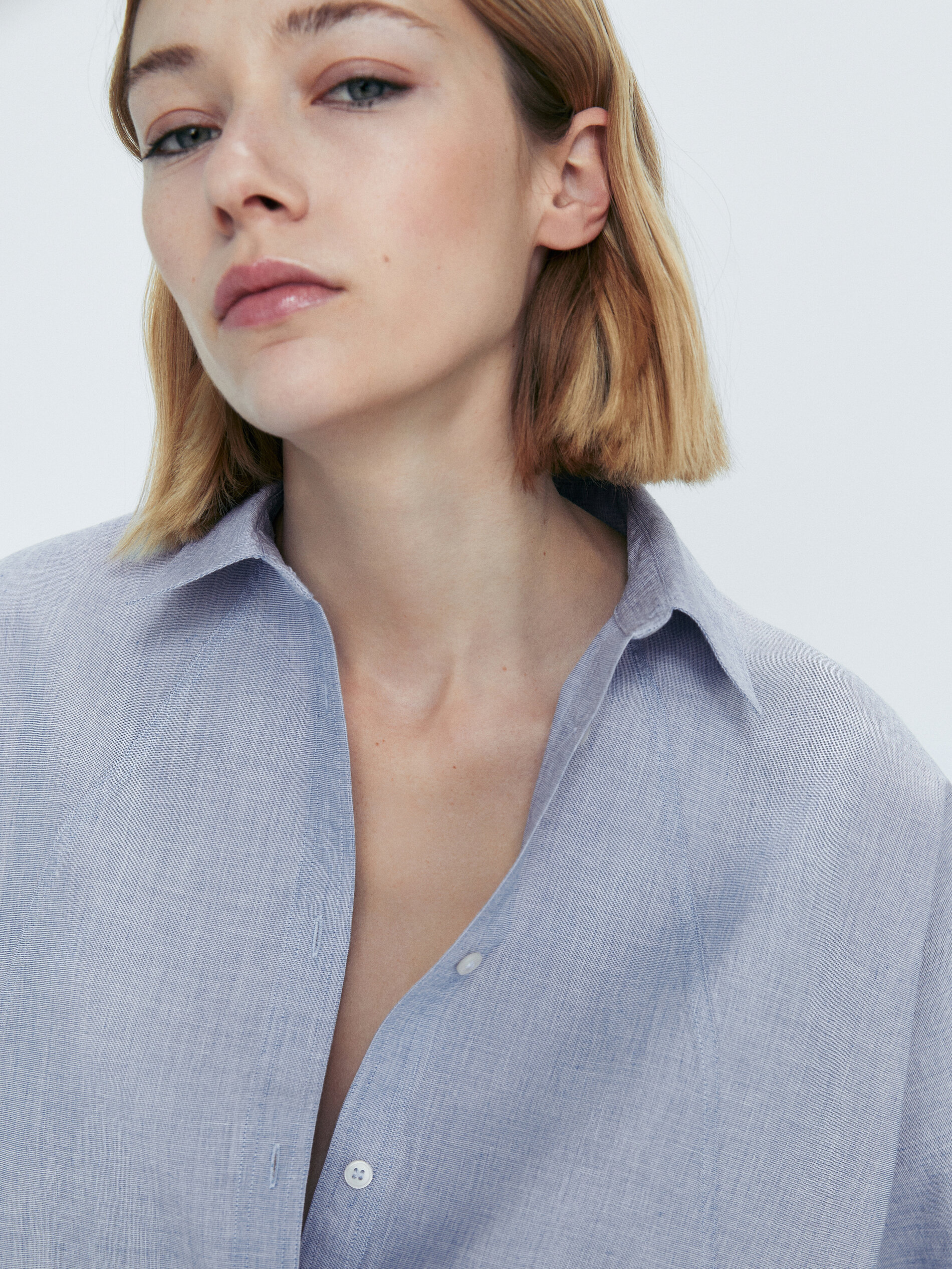 Camisa algodón chambray - AZUL