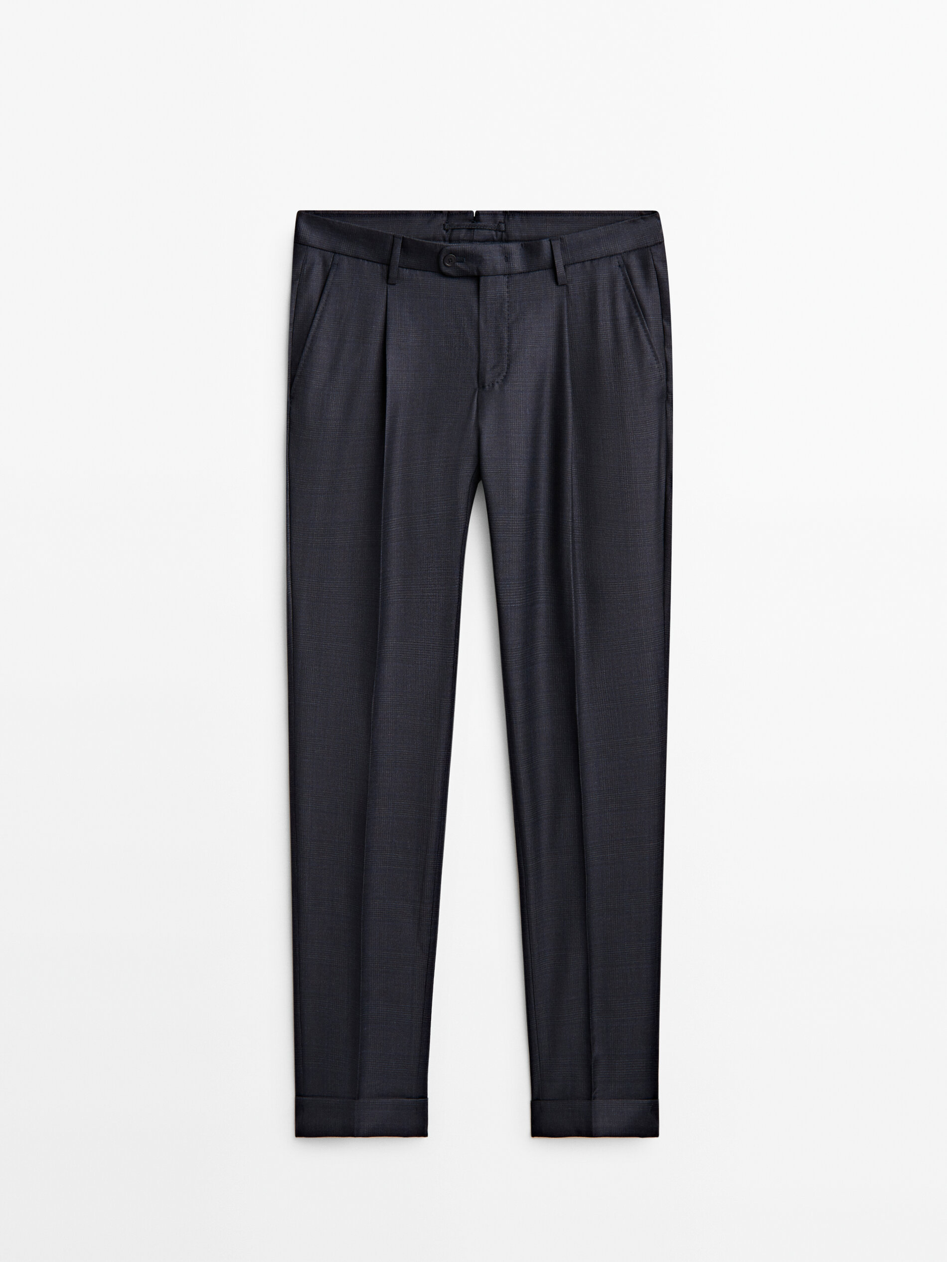 Pantalón traje cuadros azul lana - AZUL MARINO