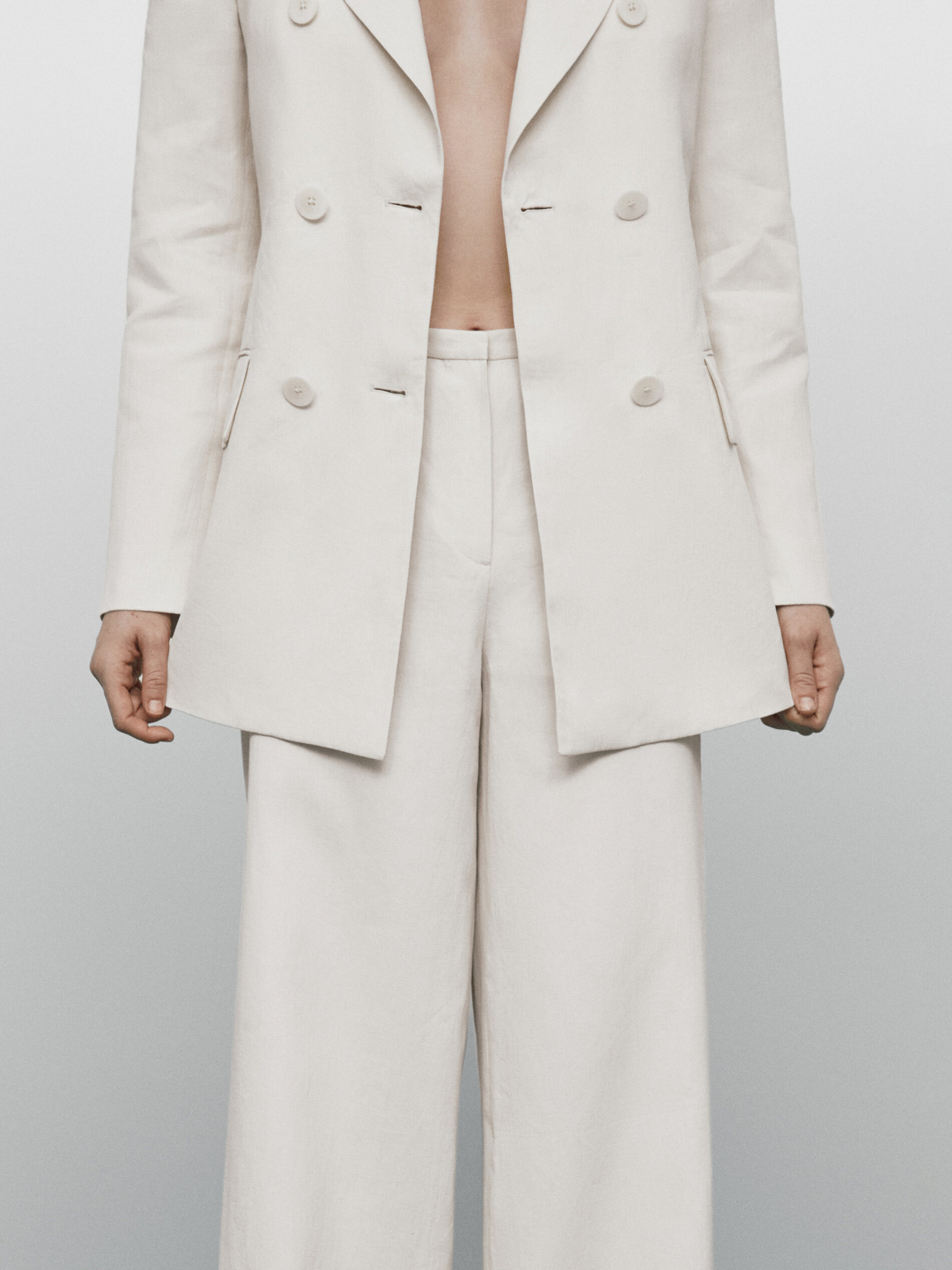 Americana traje cruzada lino Limited edition - MARFIL