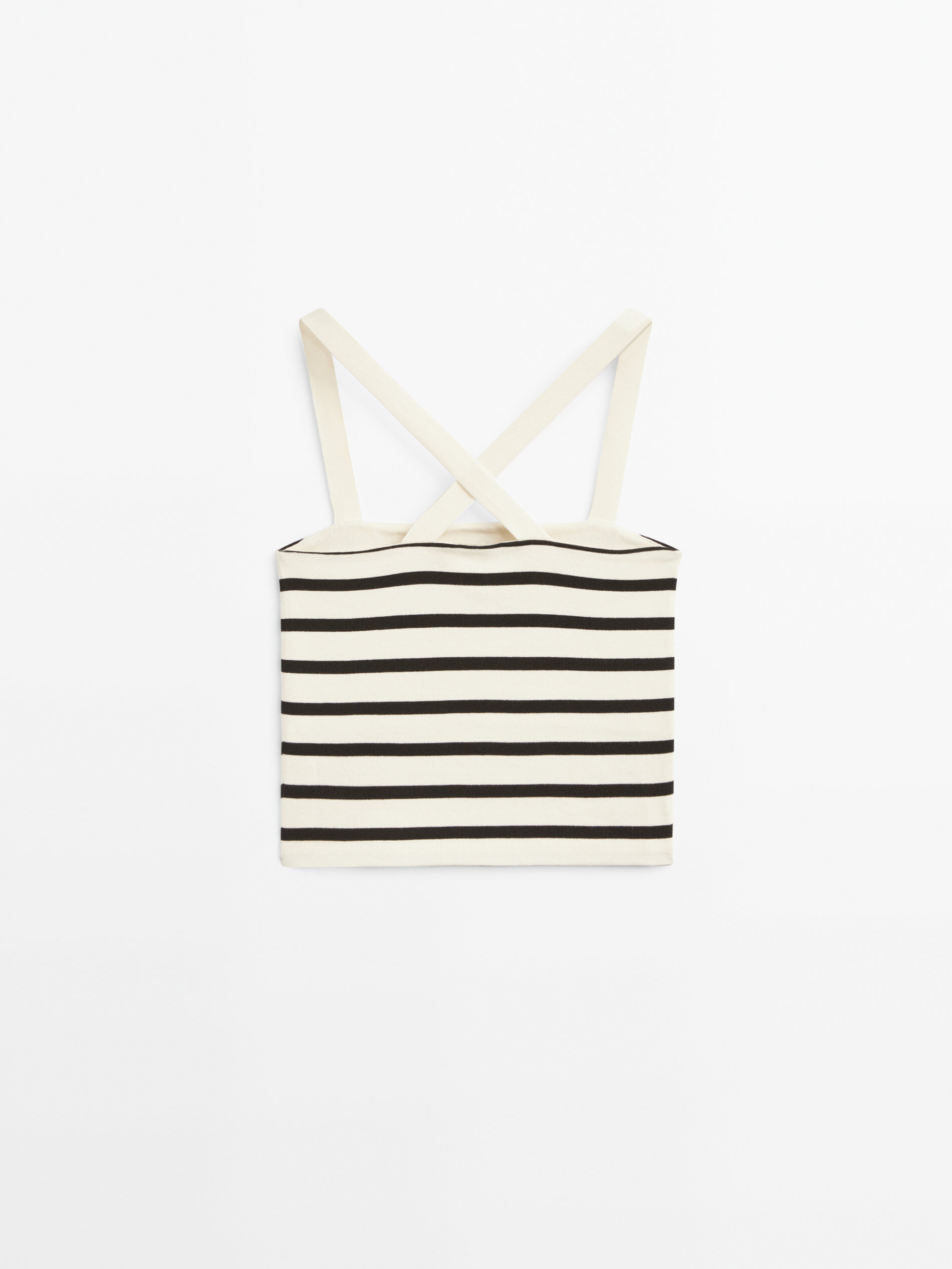 Top crop rayas tirantes cruzados - CRUDO