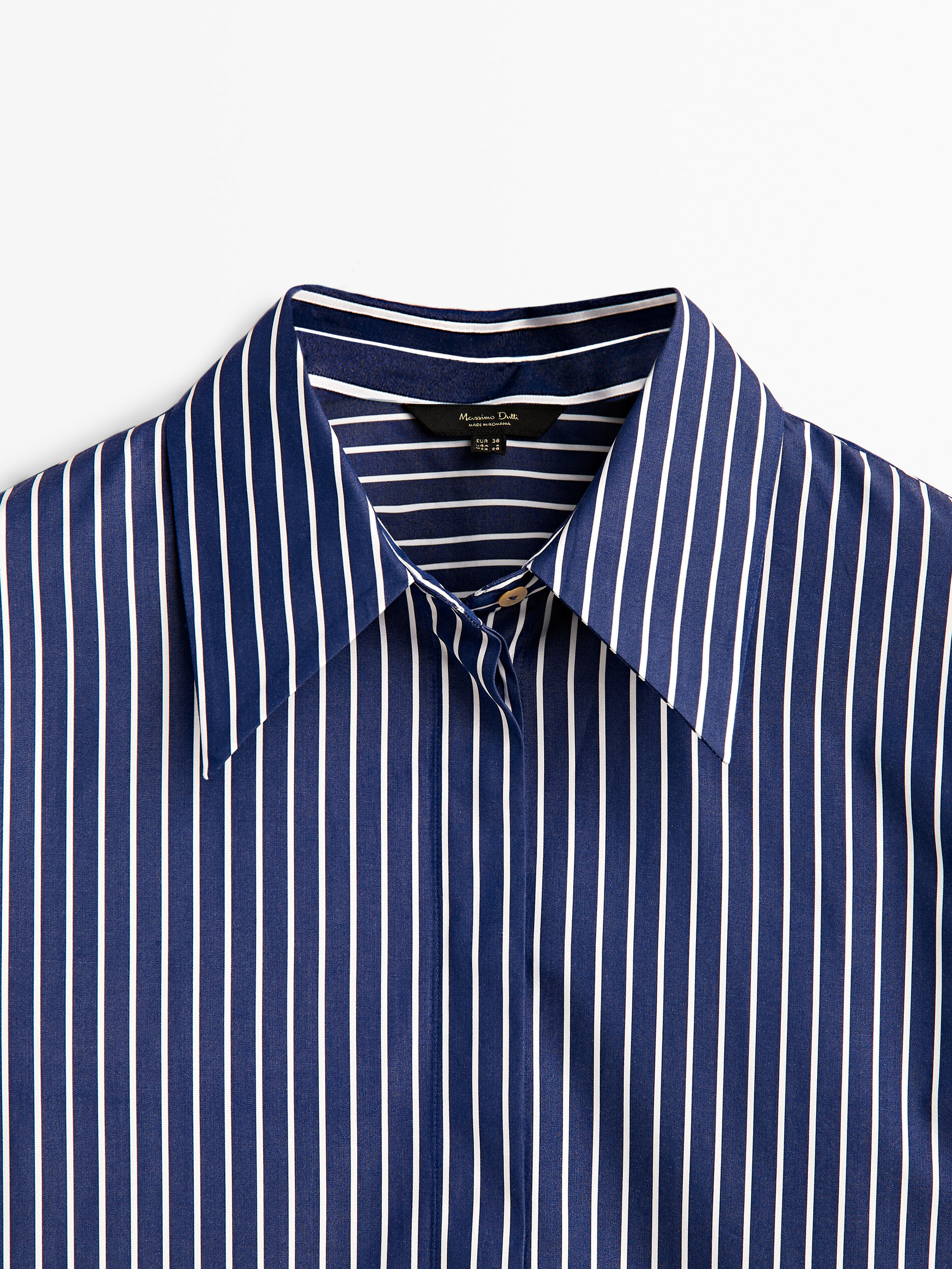 Camisa popelín algodón rayas - AZUL MARINO