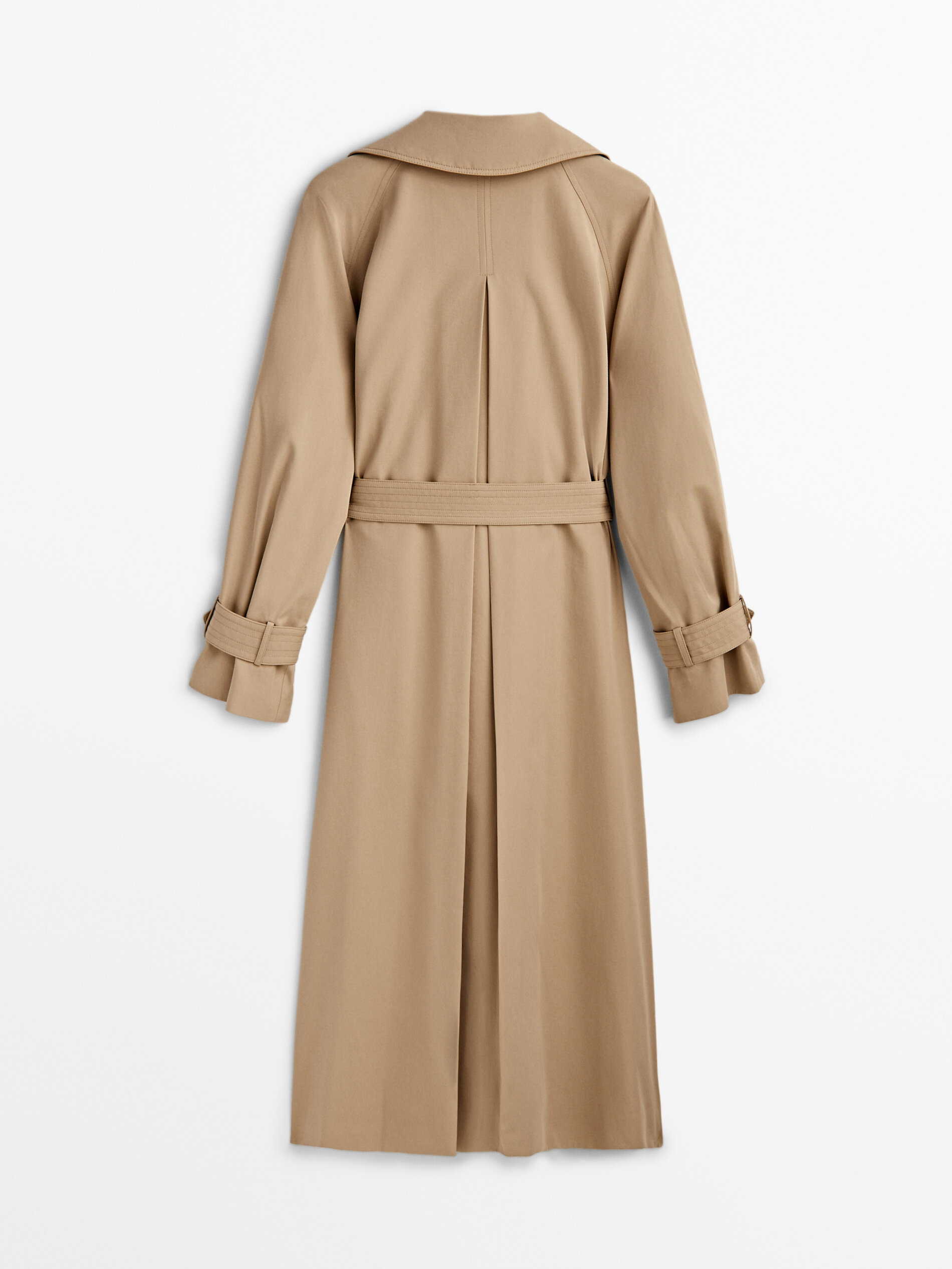 Gabardina fluida cinturón - BEIGE