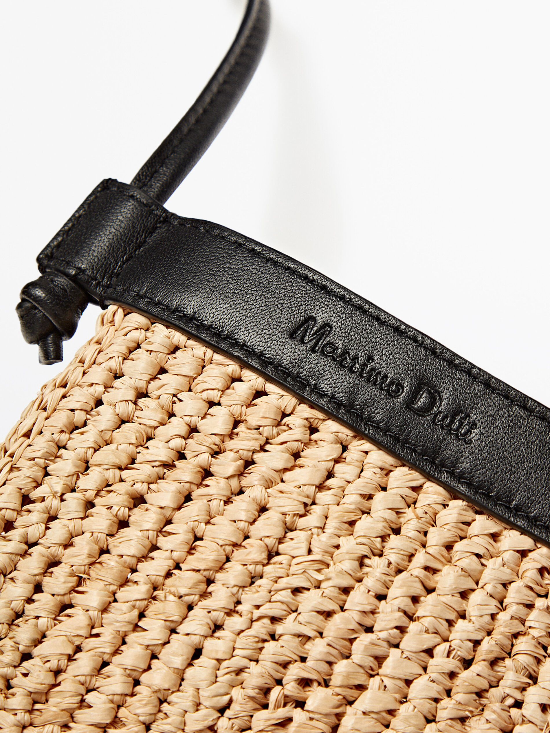 Funda móvil rafia asa piel - BEIGE