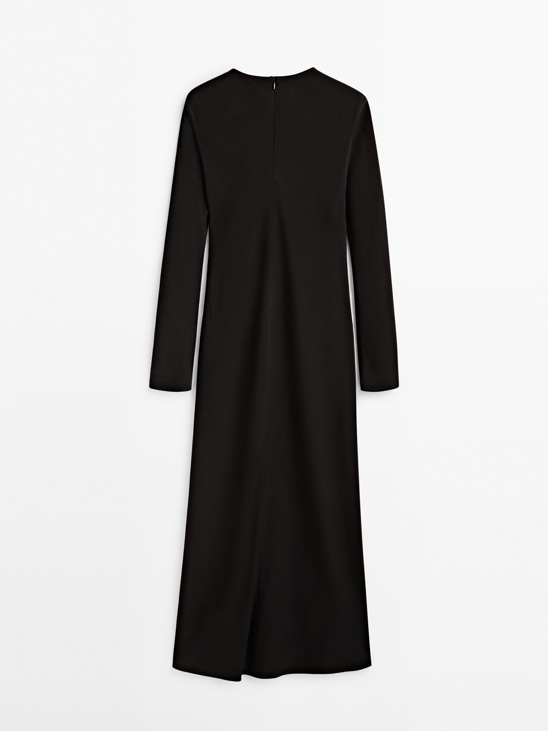 Vestido largo fluido manga larga - NEGRO