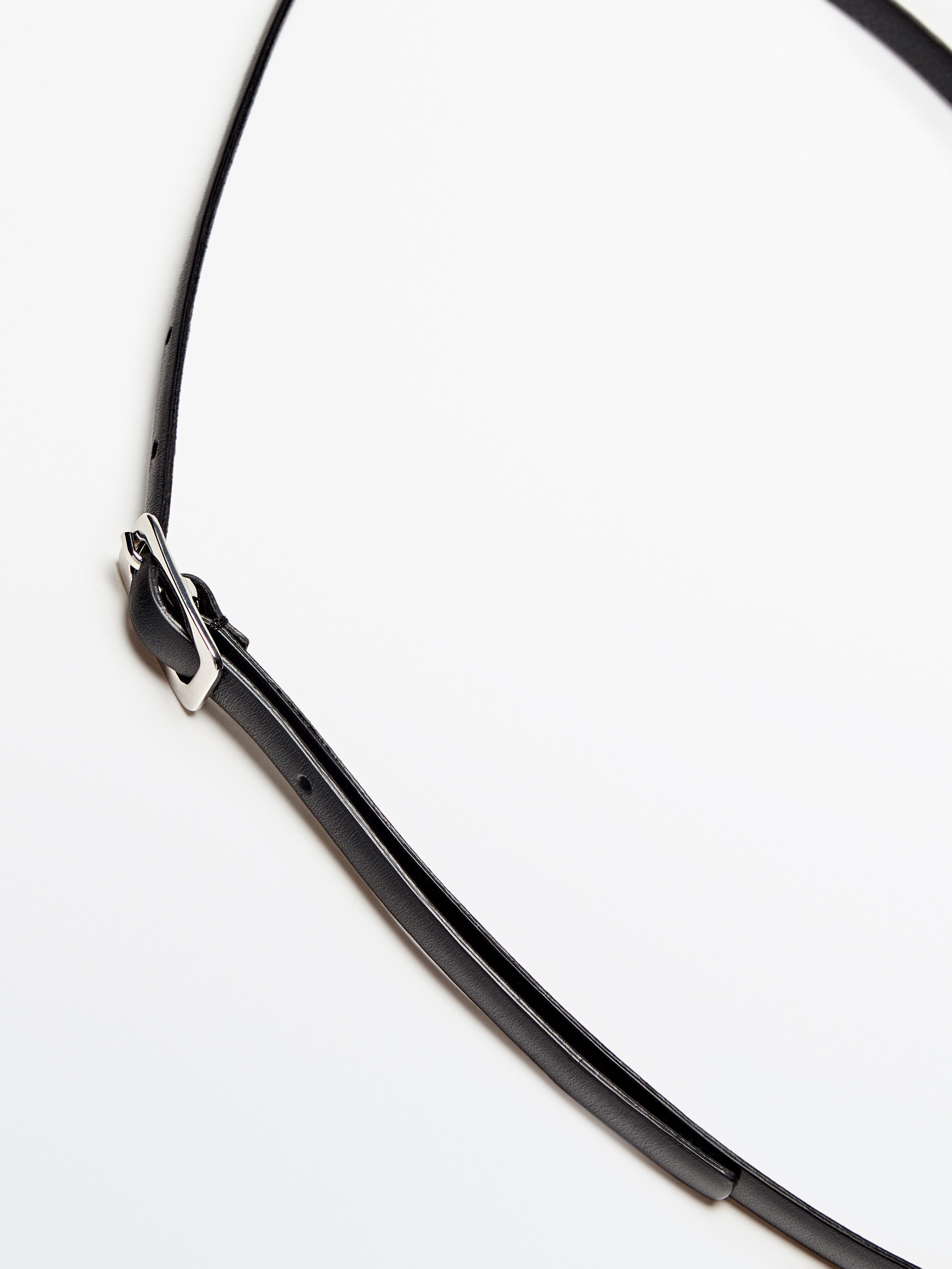 Cinturón fino piel hebilla rectangular - NEGRO