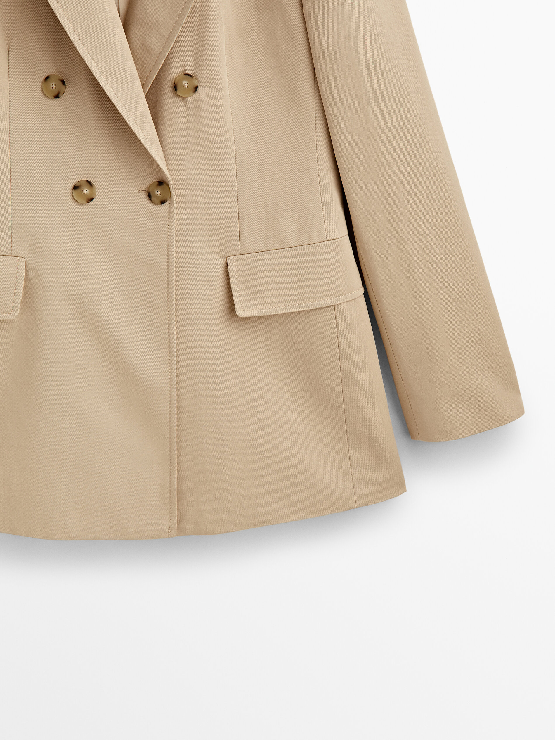 Americana cruzada mezcla algodón lino - Beige Claro