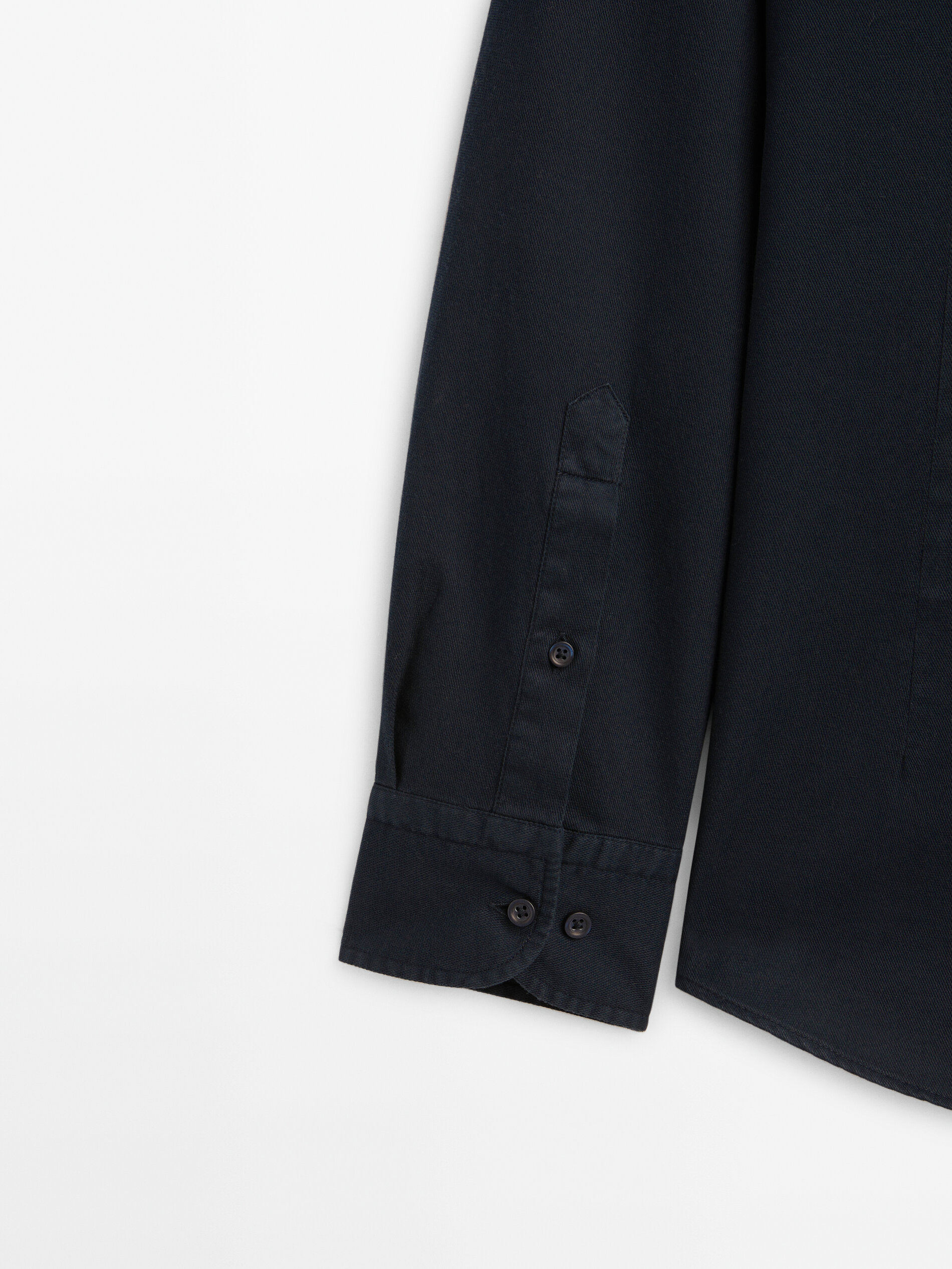Camisa algodón microestructura slim fit - AZUL MARINO