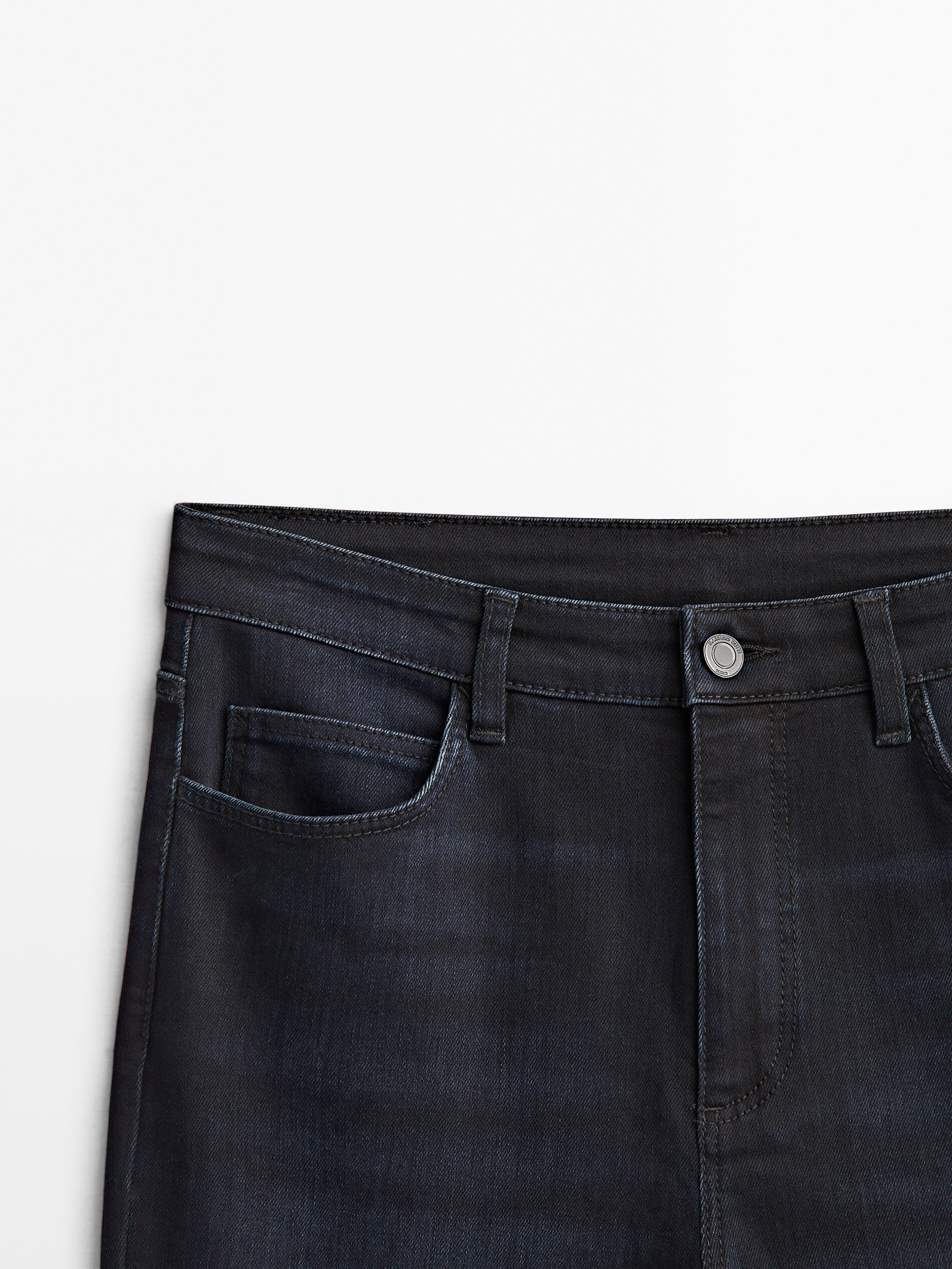 Pantalón vaquero tiro alto skinny flare - Azul oscuro