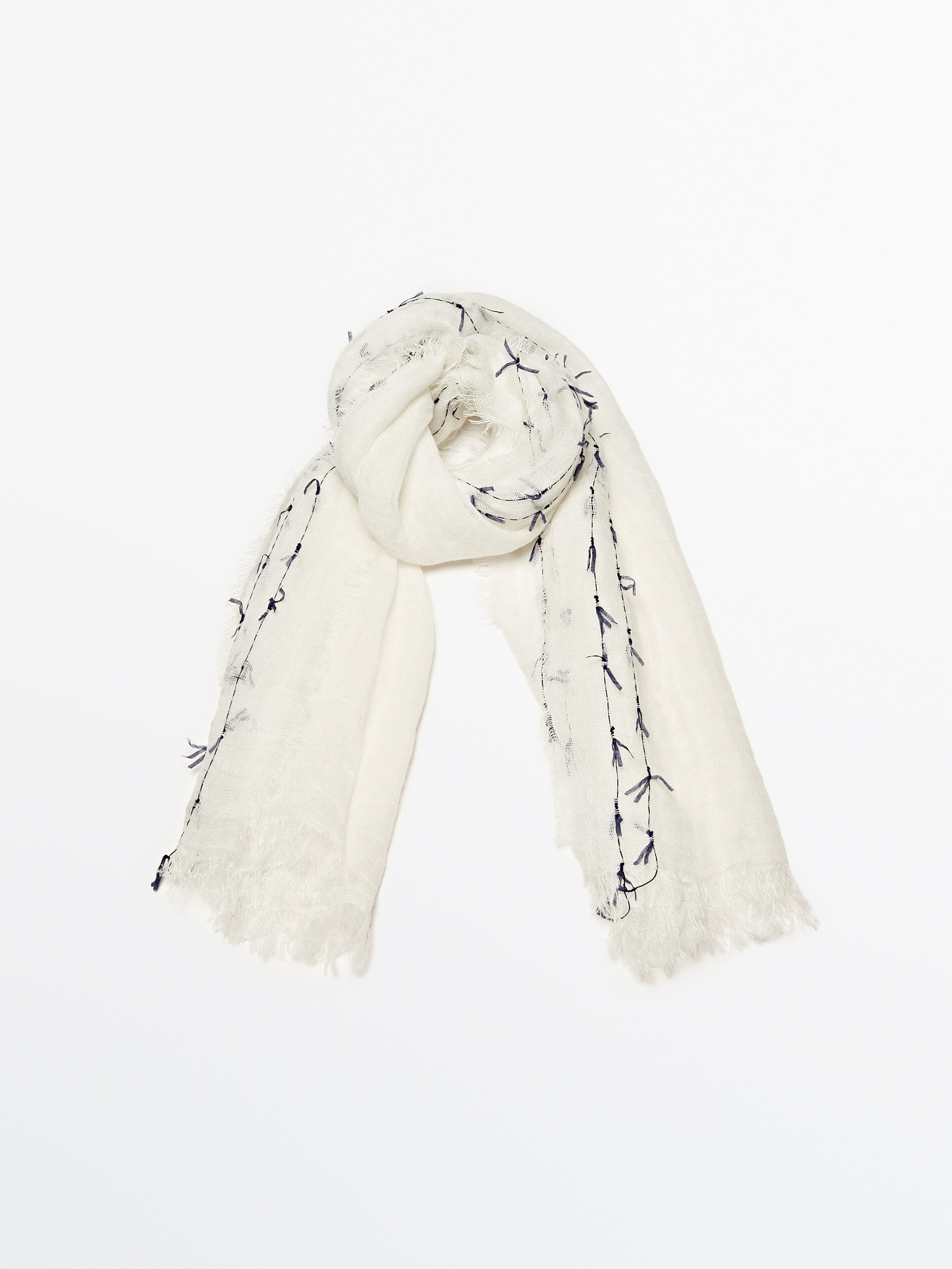 Fular mezcla lino detalle lazos - CRUDO