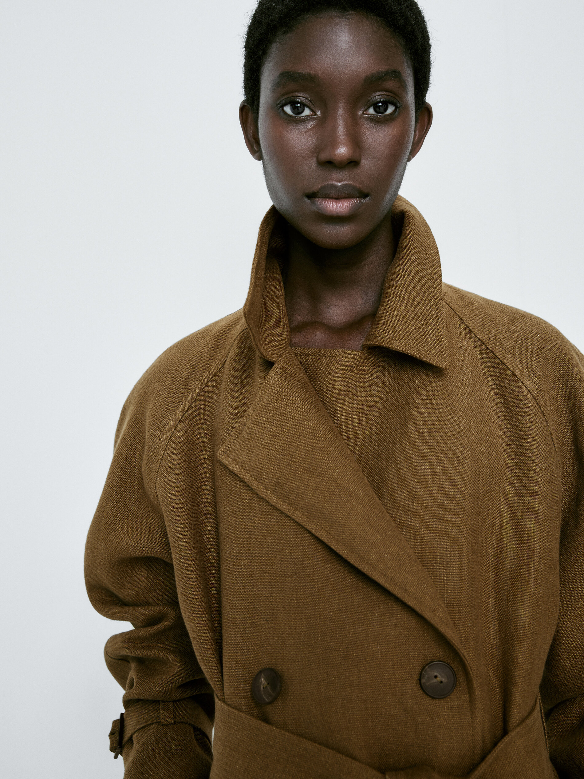 Gabardina 100% lino rústico - KAKI