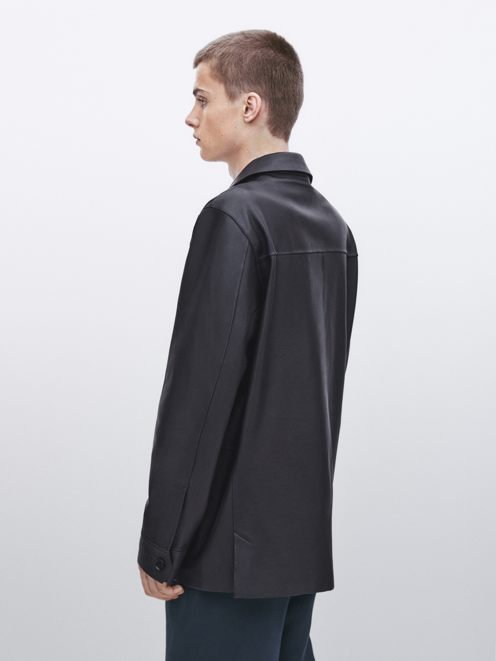 Sobrecamisa piel napa -Studio - AZUL OSCURO